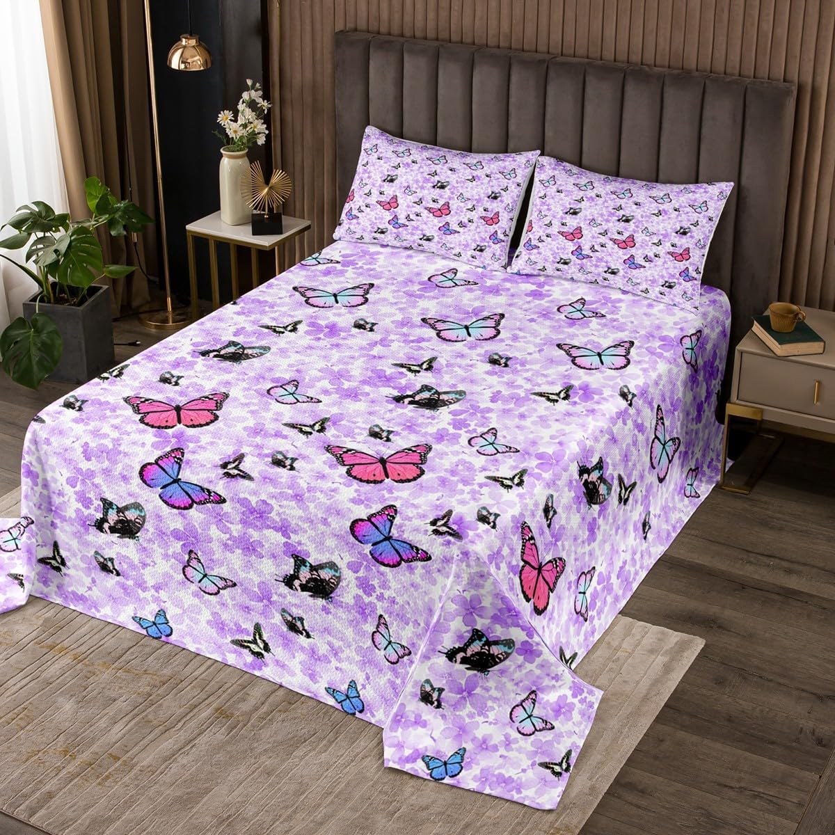 jejeloiu Kids Bedspread King Size Girls Boys Coverlet Set Cute Cartoon Blue Giraffe Monkey Fox Animal Print Quilted Coverlet Breathable Soft Lightweight Room Decor 3Pcs