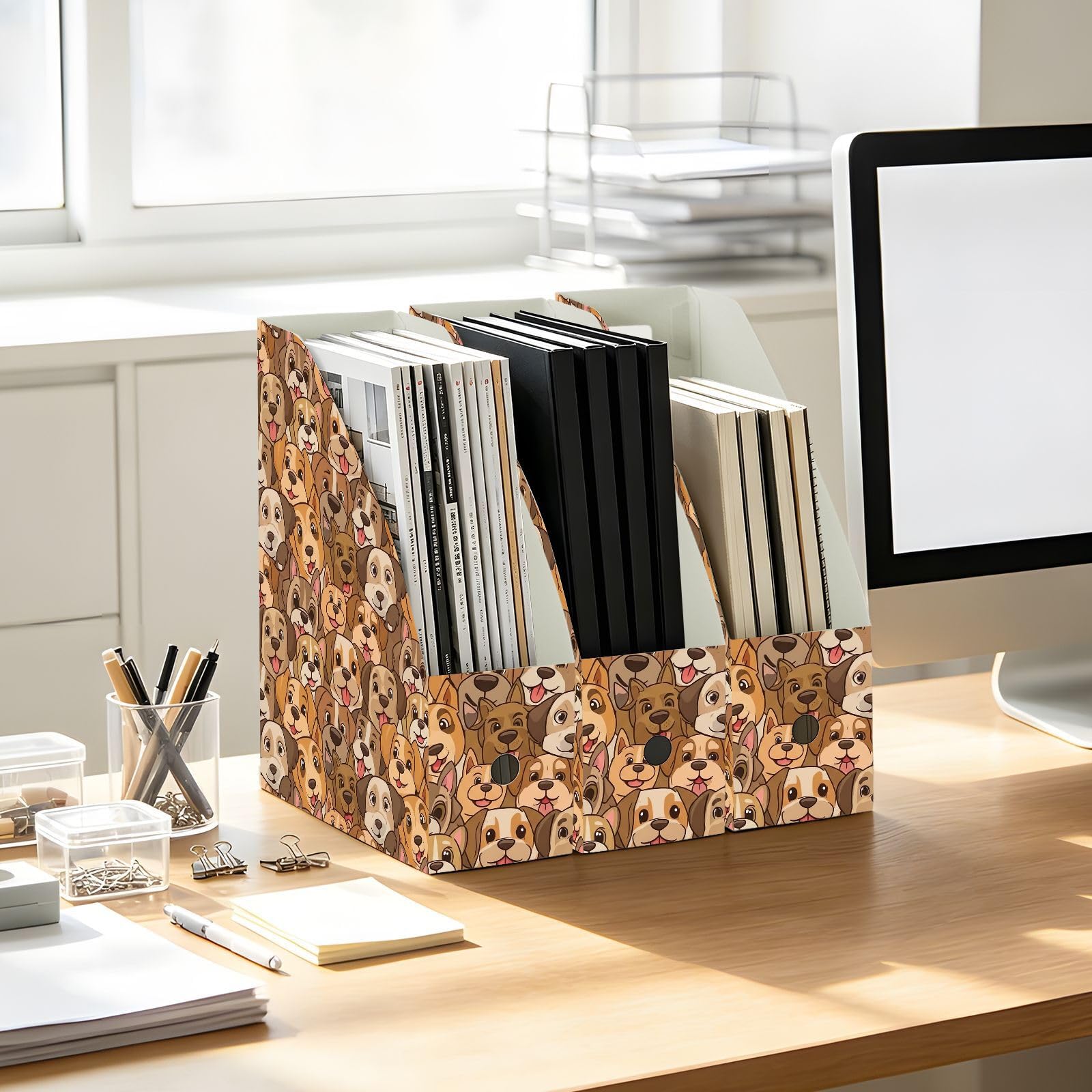 Impermeabile PP Cartoon Dog Brown Magazine File Holder