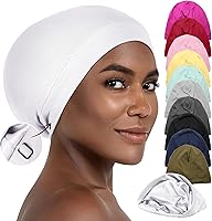 Vista 18 de CAPLORD Gorro de satén para dormir, envoltura de pelo rizado para hombres, gorros de seda ajustables para mujeres, gorro de seda para el cabello