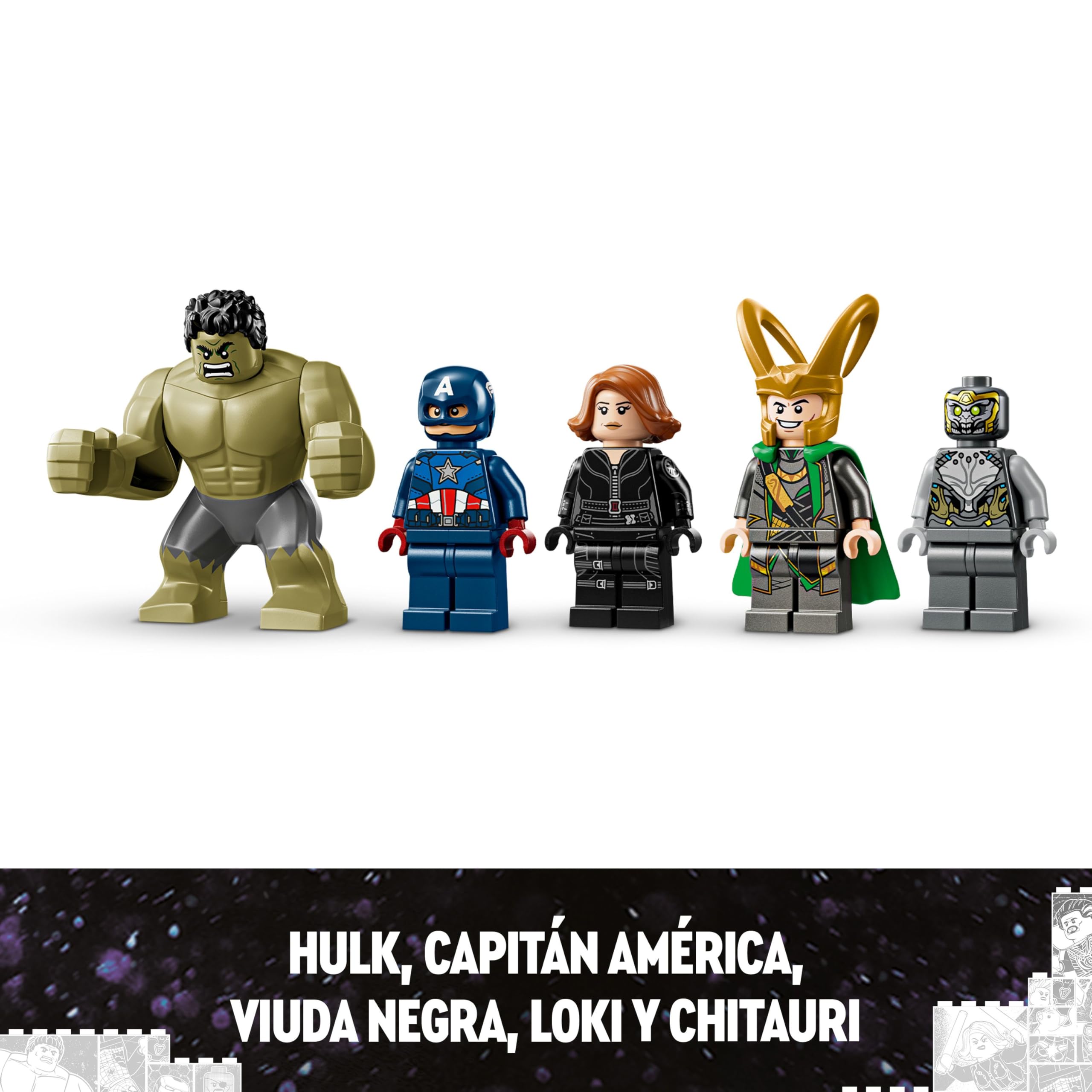 LEGO Marvel Vengadores vs. Leviatán Juguete de Superhéroes, Figura de Hulk y Minifiguras de Loki, Capitán América, Viuda Negra y Chitauri, Regalo para Niños y Niñas de 7 Años o Más 76290