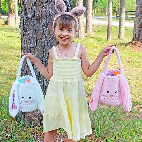 Miniatura 6 de Cesta de Pascua personalizada, cesta grande de conejo de Pascua para caza de huevos, cestas de Pascua personalizadas para niños y niñas