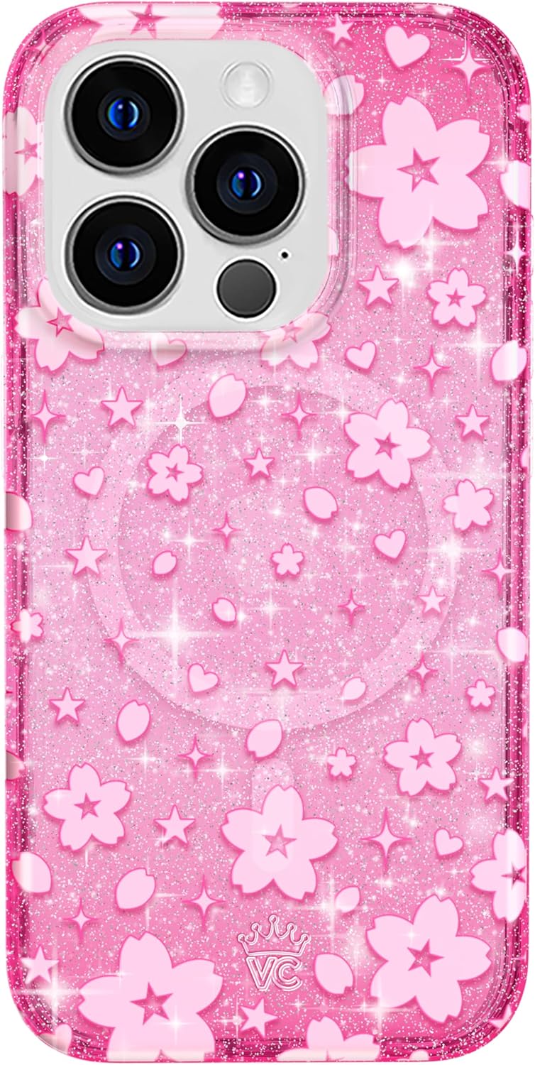 VELVET CAVIAR for iPhone 13 Pro Case Pink Glitter - Compatible with MagSafe - 10ft Drop Tested - Cherry Blossom Floral Summer Spring