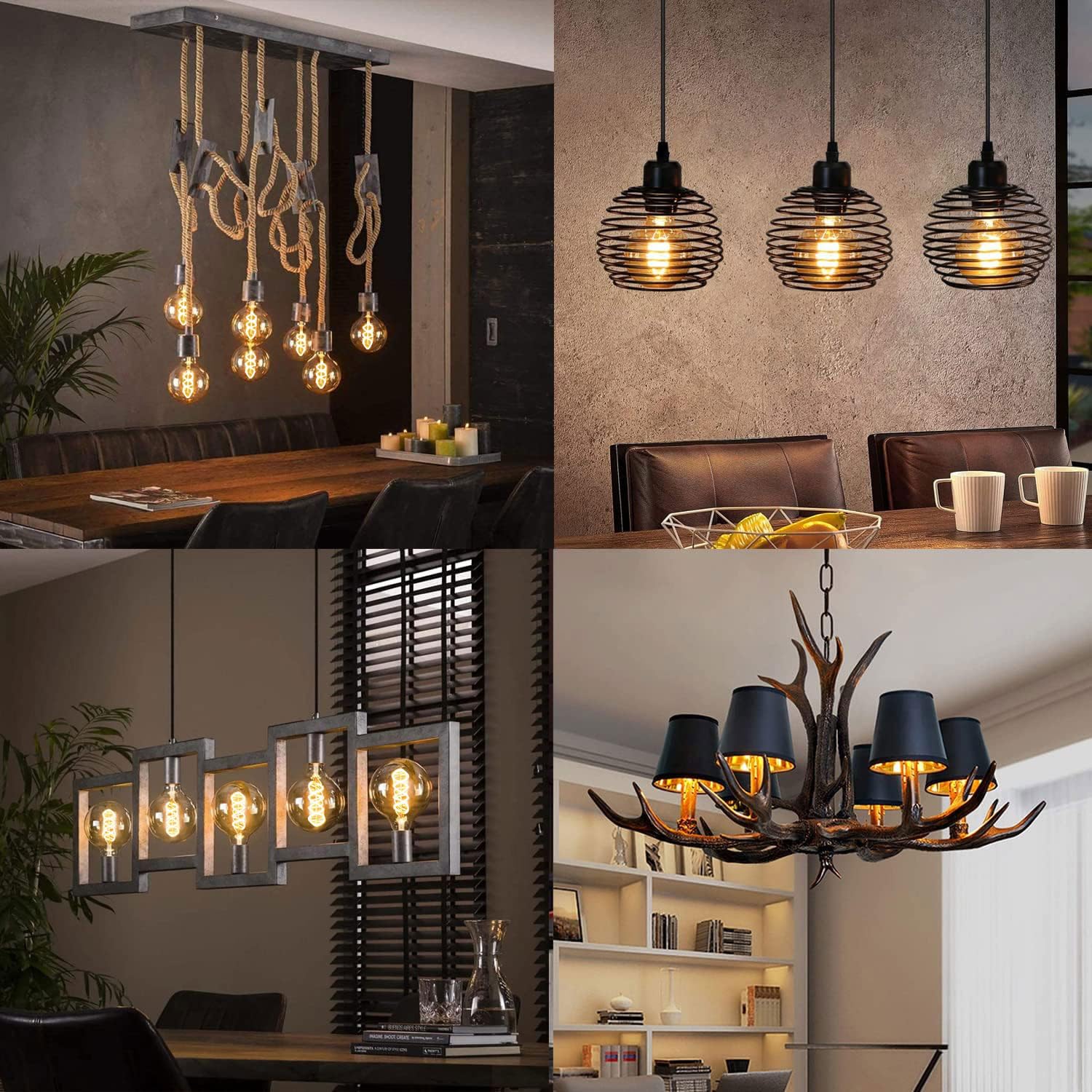 Lampadina LED E27, Dimmerabile Lampadina Vintage E27 4W (Equivalente a 40W) G80 φ80mm Edison Lampadine LED Luce Calda 2700K - Ambra, Pacco da 6