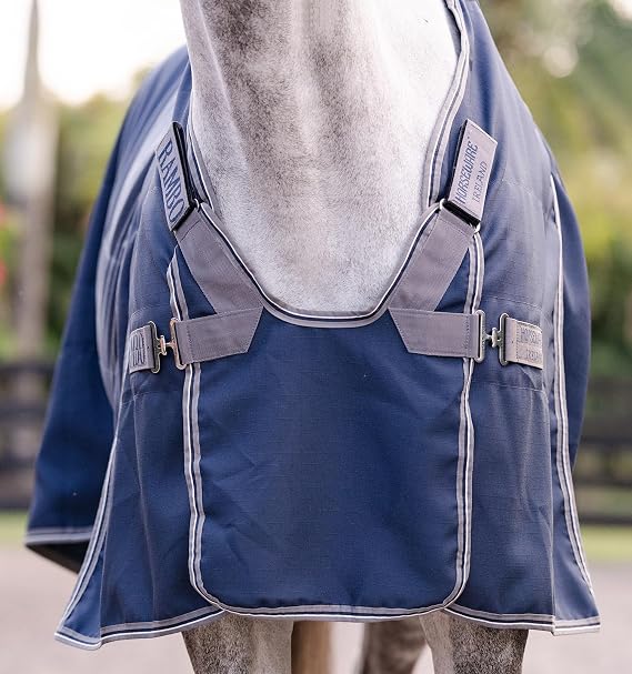 Horseware Rambo Optimo Stable Sheet - Navy/Thunderstorm Grey & Silver, 72 inches