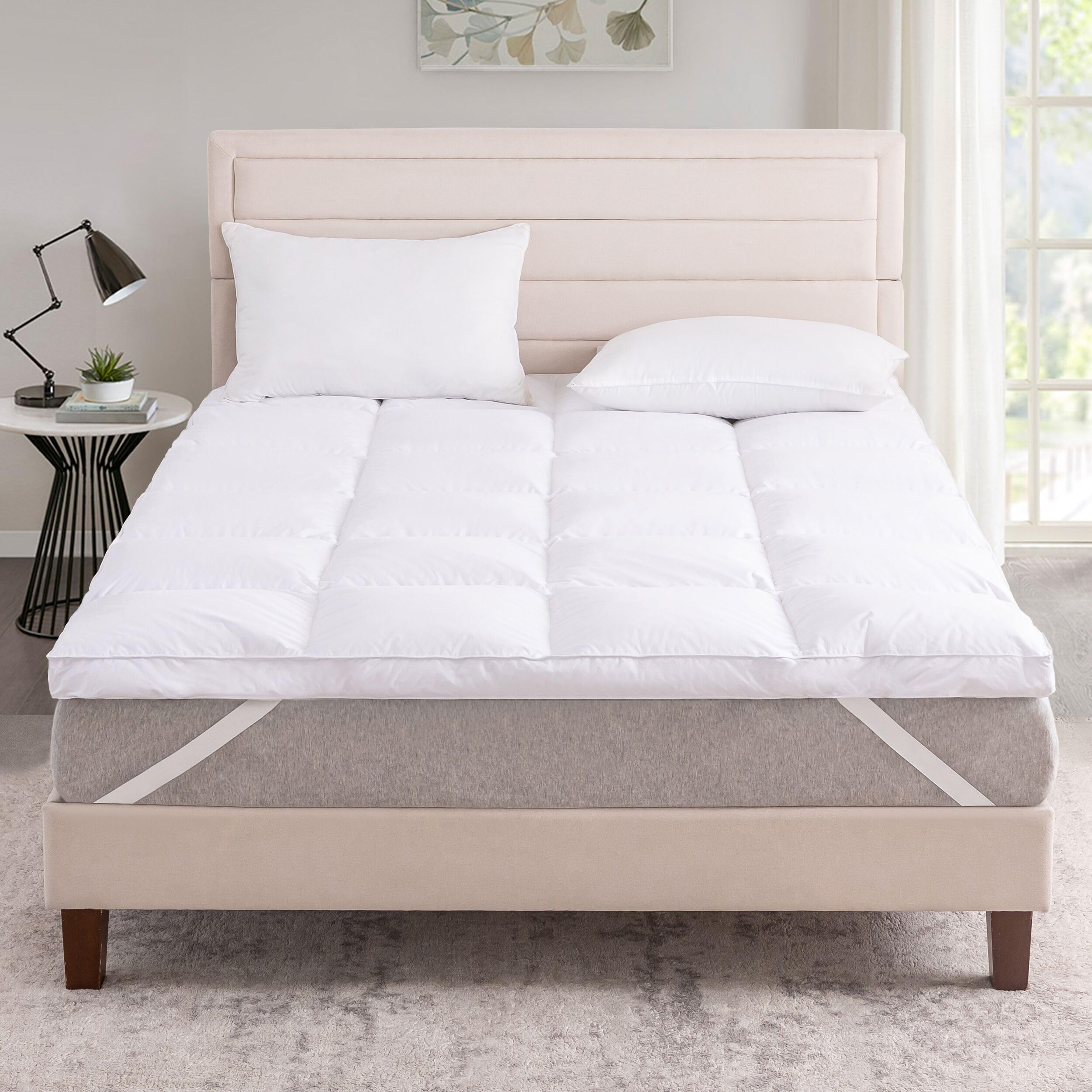 LeWinBedding Goose Feather Mattress Topper,3” Thick Feather Bed Topper