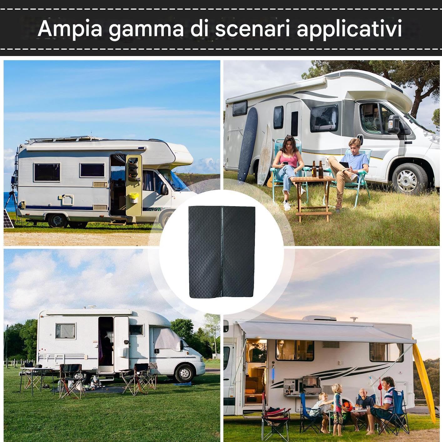 Housse De Porte Isolante Rideaux Anti-Vent pour Camping-Car