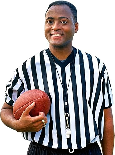 Miniatura 1 de Crown Sporting Goods suéter para árbitro a rayas oficial para hombre con cuello en V