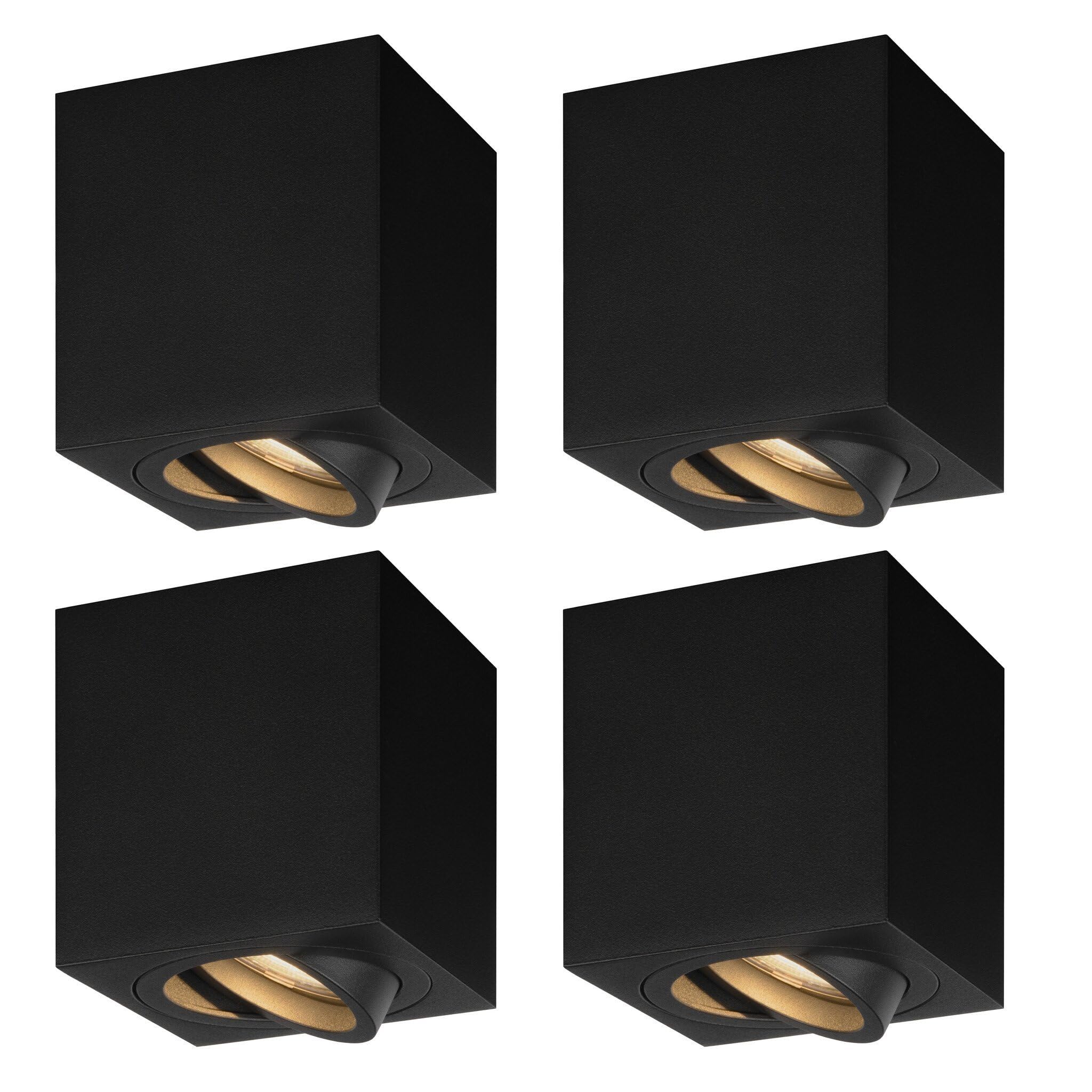 Ledvion lot de 4 spot LED en saillie noir carre 3W blanc chaud dimmable
