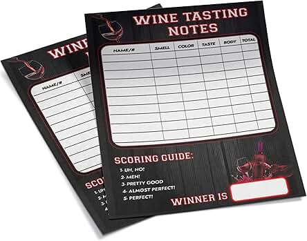 25 Wine tasting scorecard tasting mats. Heavy cardstock....