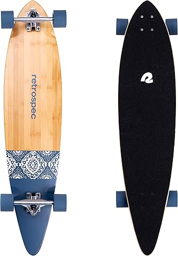 Miniatura 16 de Retrospec Zed Pintail & Cruiser Longboard Patineta para Adultos - Tabla de 112 cm de bambú y arce canadiense con rodamientos ABEC-7, ruedas