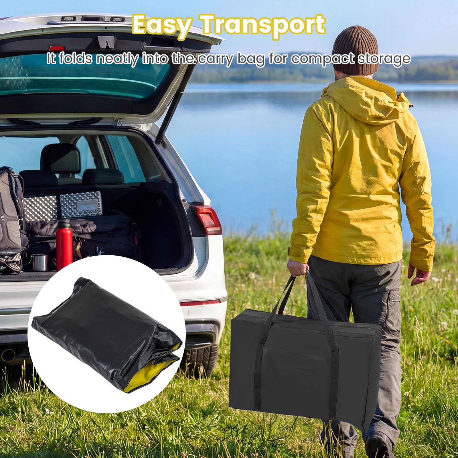 S AFSTAR Kayak inflable, canoa para 2 personas con capacidad de 230 kg, suelo de puntada caída, todos los accesorios y bolsa de transporte, kayak grande de 12 pies para pesca, camping y exploración