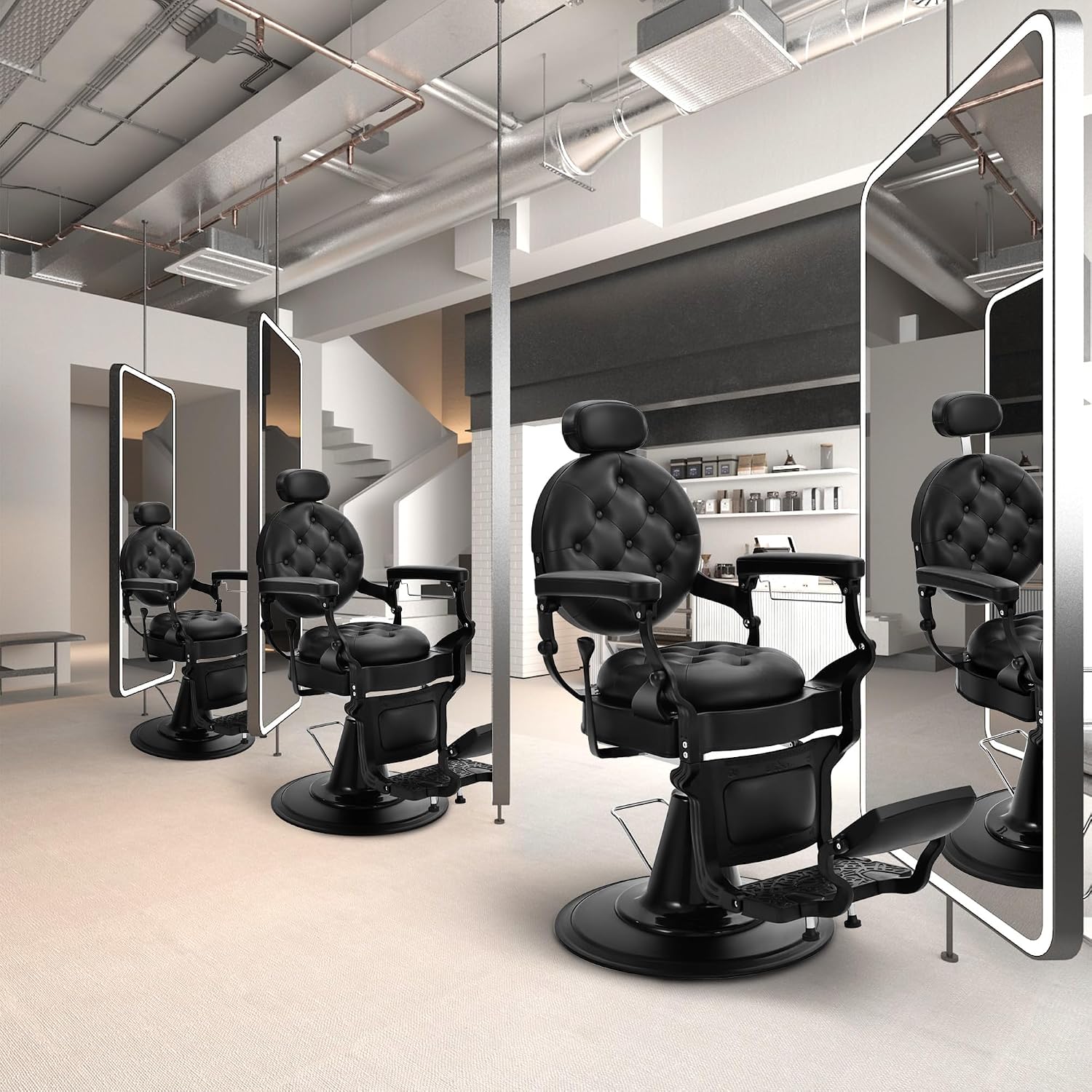 Black Barber Chair, Vintage Hair Salon Chair Hair Stylist, Reclining Salon Chair Hydraulic All Purpose Barber Chairs for Barbershop, Classic Tattoo Massage Beauty Spa Equipment