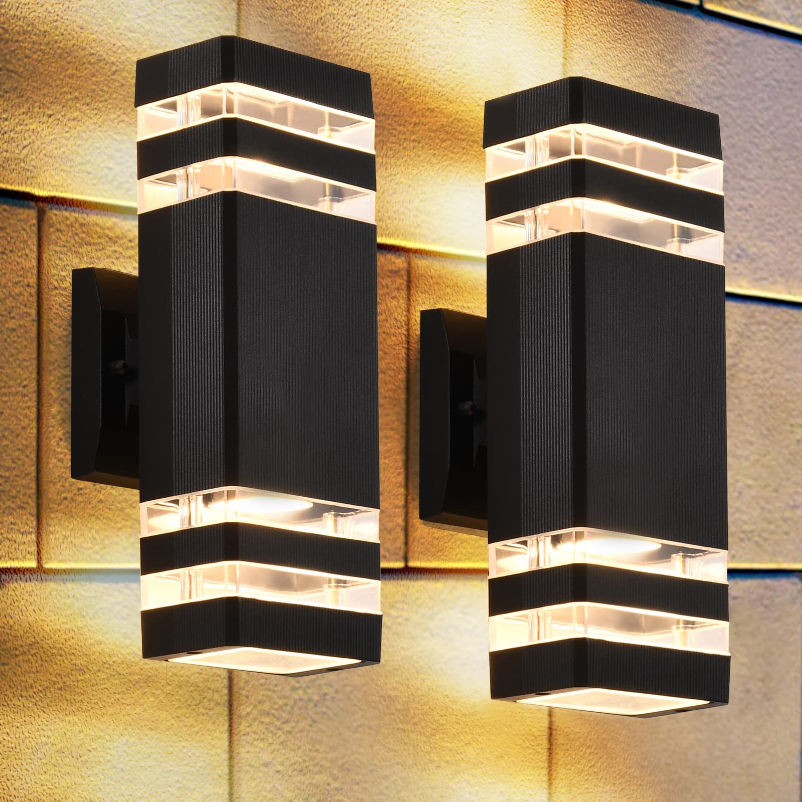 Photo 1 of DASTOR 2 Pack Outdoor Wall Lights, Up and Down Porch Lights Outdoor Wall Mount Light Fixture, Aluminum Waterproof Exterior Lights for House Porch Garage