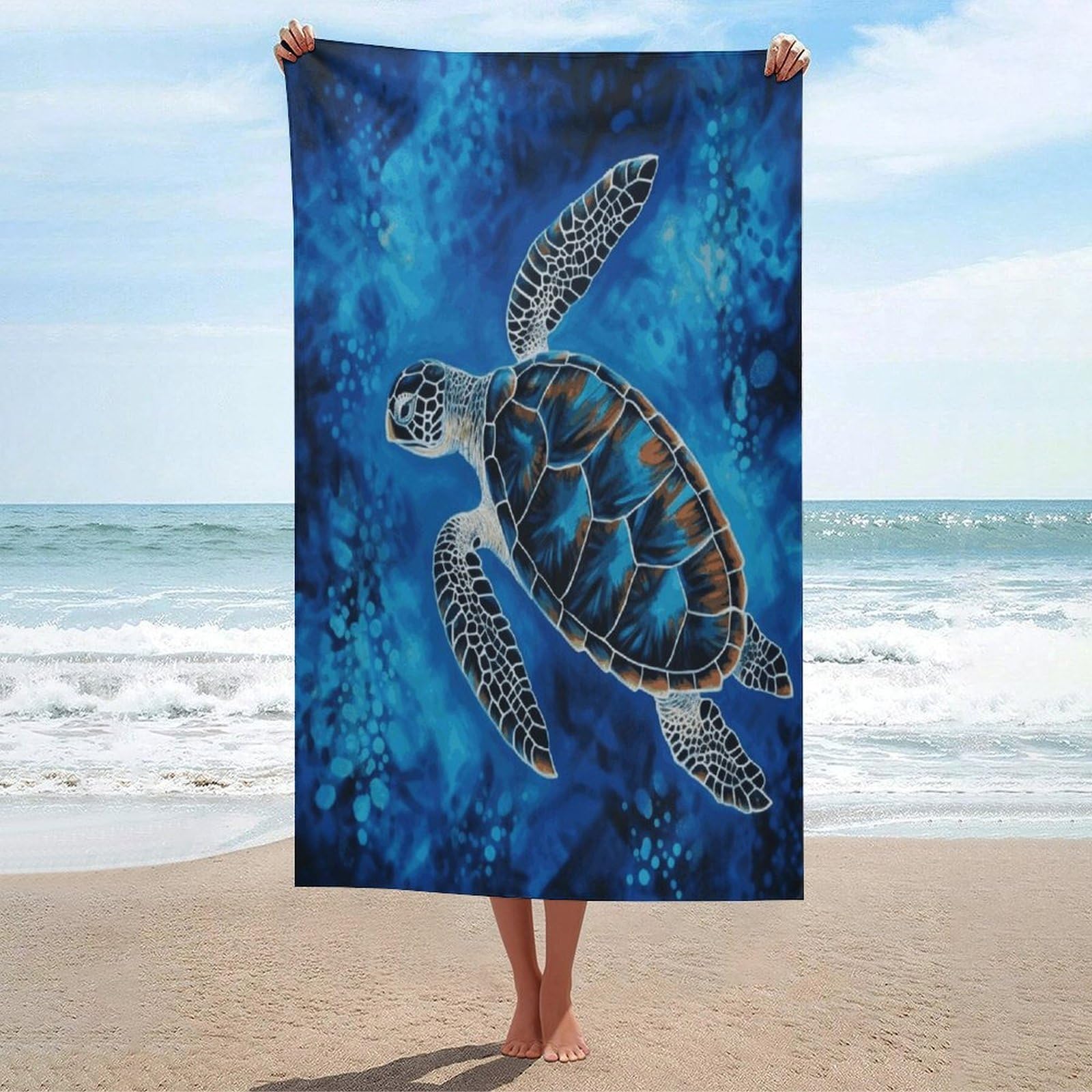 Adfgyerh Unisex Style Sea Turtle-Blue Bath Towels Beach Towel Lightweight Quick Dry, Bath Towel For Travel Sports Pool Swimming Bath Camping Yoga Adults130x80cm
