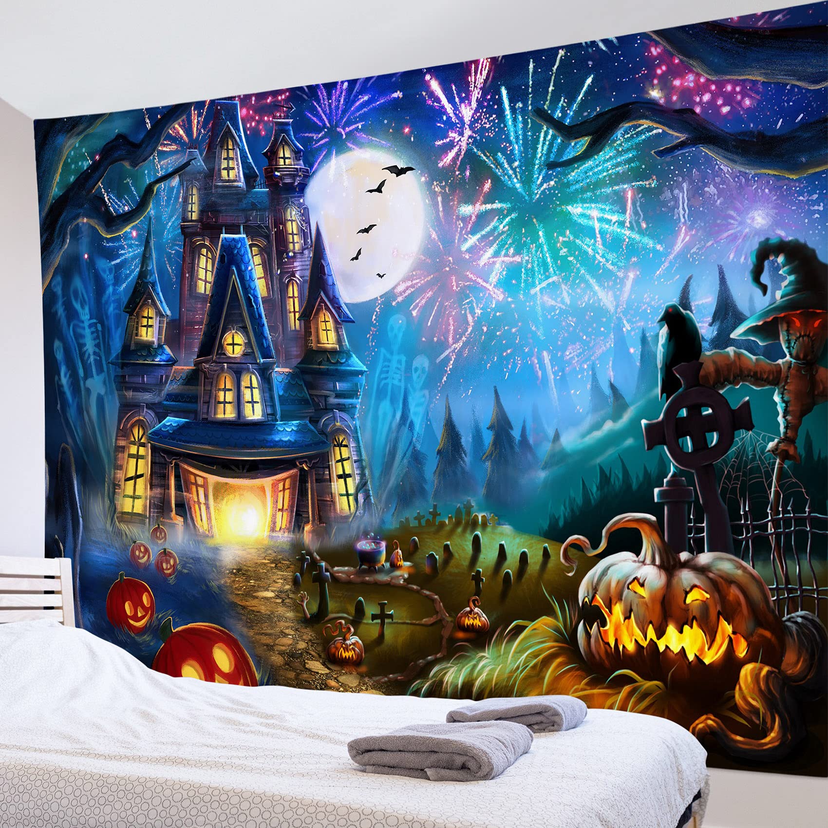 ⭐️1点限り⭐️ハロウィン背景布 タペストリー 満月 ポリエステル300x20… Amazon.co.jp: ハロウィン タペストリー おしゃれ 壁掛け 風景