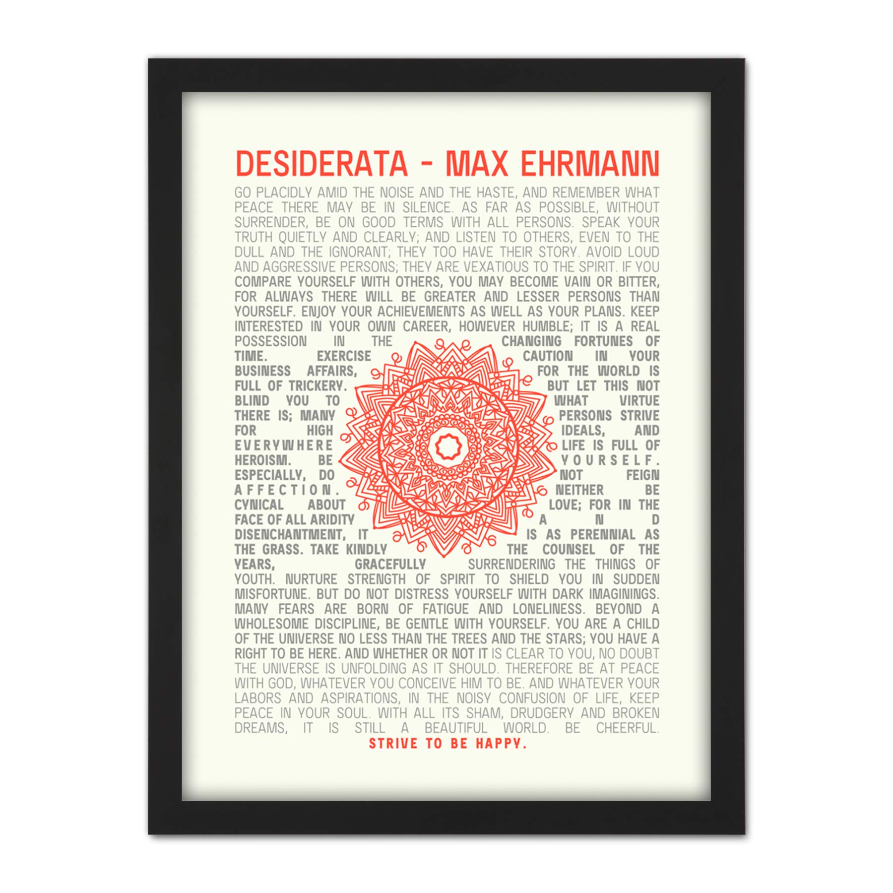 Wee Blue Coo Desiderata Ehrman Mandala Artwork Framed Wall Art Print 18X24 Inch