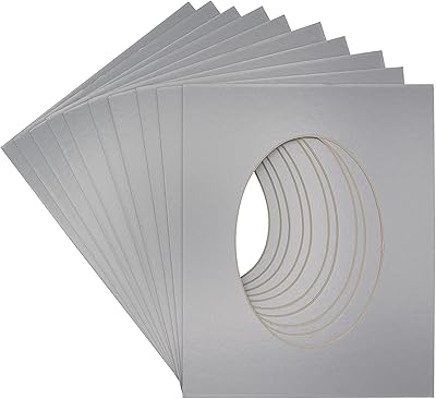 CountryArtHouse Metallic Silver Acid Free 11x14 Oval Picture Frame Mat with White Core Bevel Cut for 8x10 Pictures - Fits 11x14 Frame - Pack of 1 Matboard