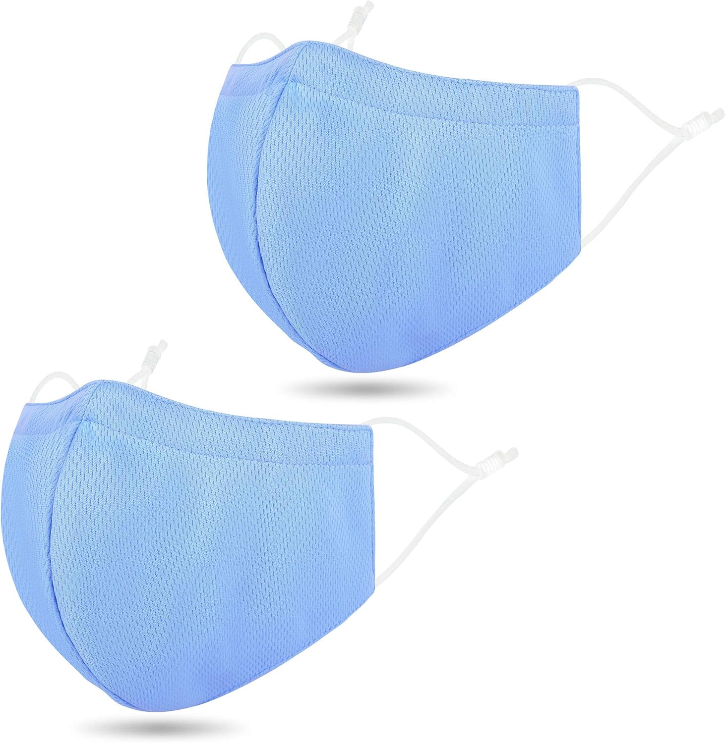 Unisex 2 Layers Fashion Face Madks Washable Reusable with Camo Design for Men Women, Breathable Colored Adult Dust Face Mouth Cloth with Adjustable Ear Loops and Nose Wire, 2 Pack Blue