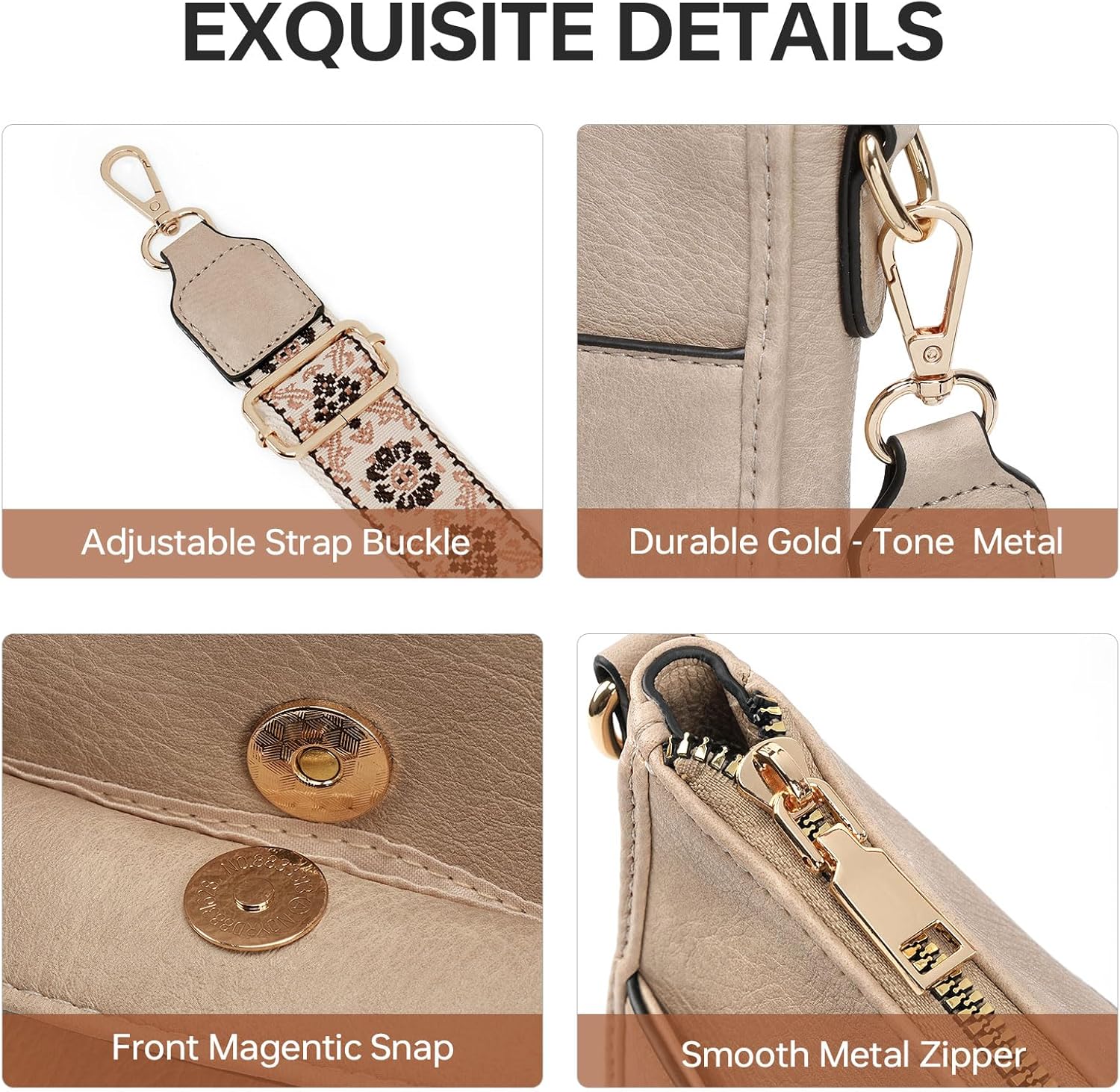 GEMIU Hobo Crossbody Bag for Women, Vegan Leather Multipocket Shoulder Purse with 2 Adjustable Removable Straps - Image 6