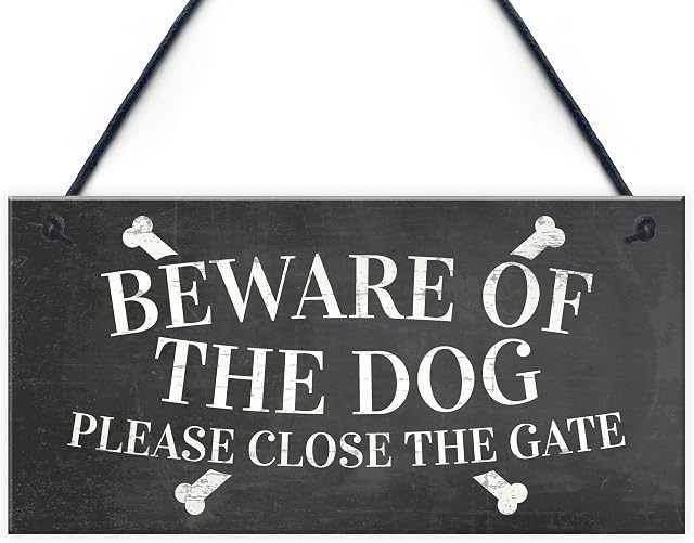 RED OCEAN Beware Of The Dog Warning Sign Garden Gate House Door Hanging Outdoor Plaque Gift
