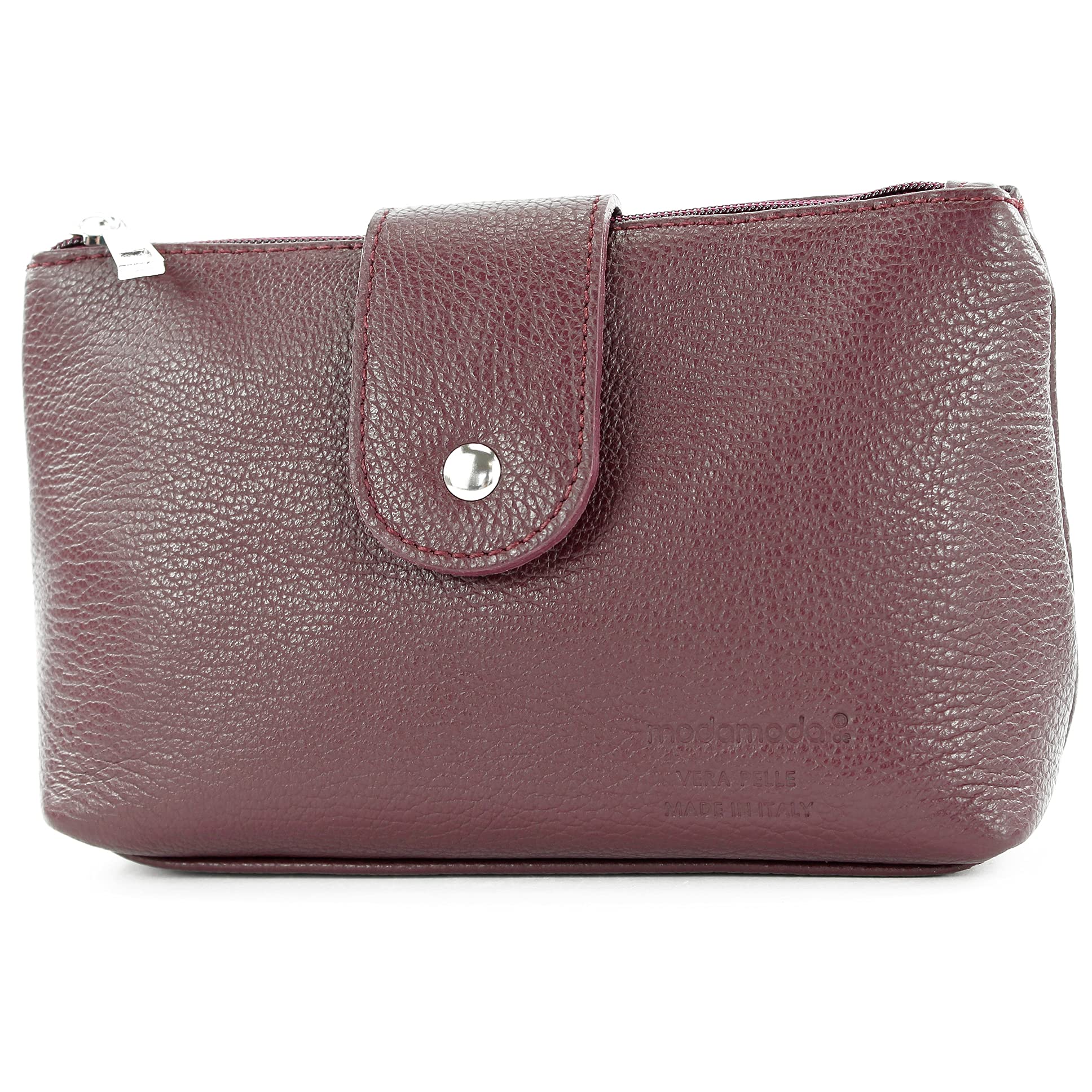 modamoda de - T213 – Neceser de piel italiana, estuche para máscaras, tamaño mediano, color Morado, talla Small
