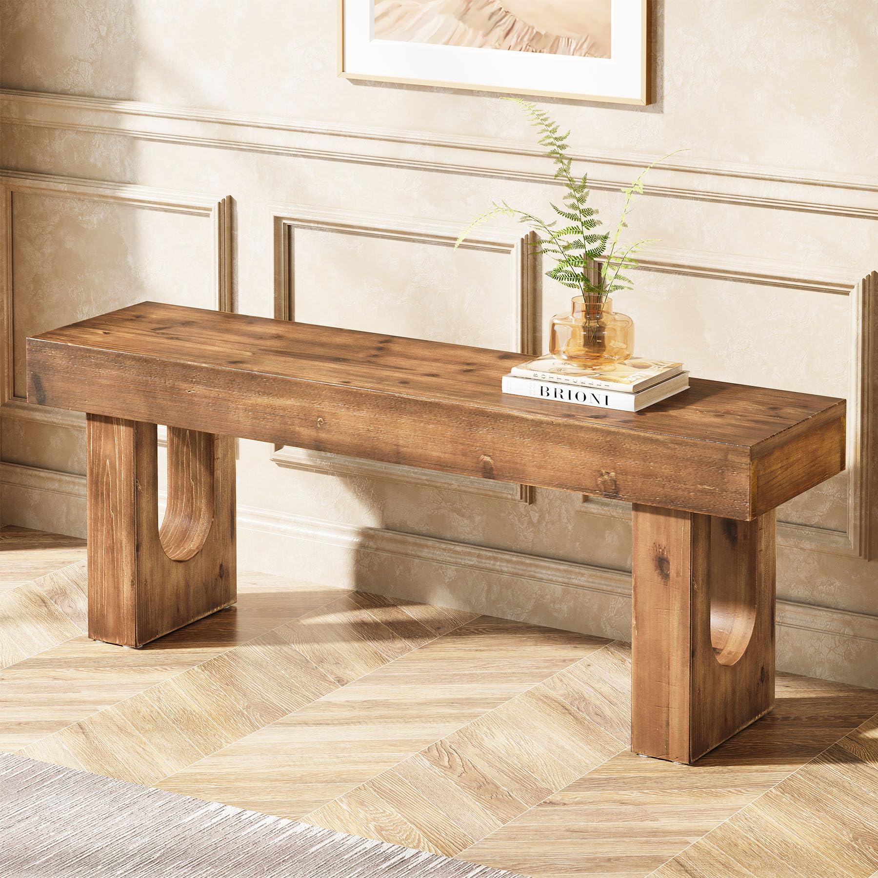 120 cm Holz Sitzbank Flur Schuhbank mit stabilen Beinen