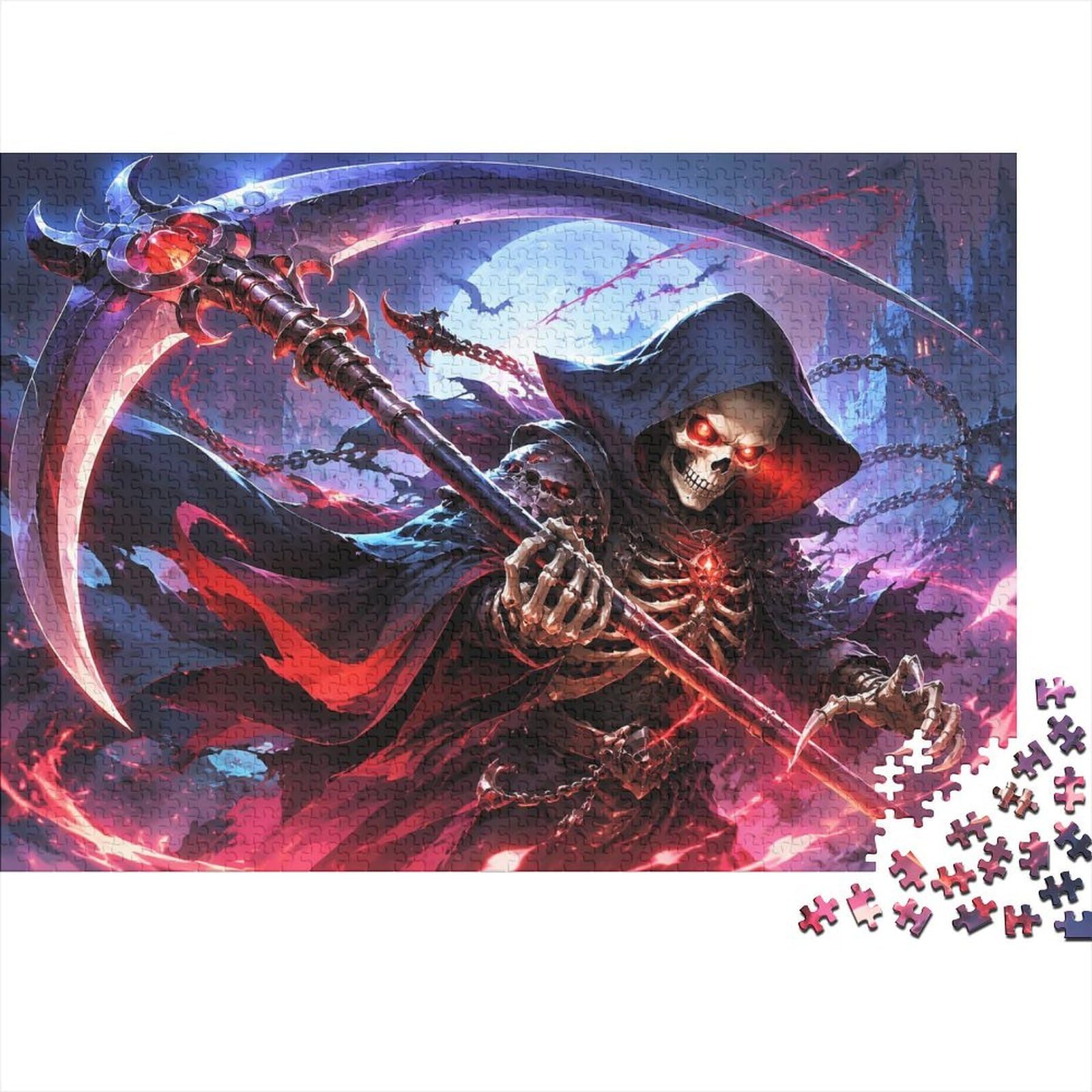 Skeleton Moon Scythe 1000 Piece Mini Jigsaw Puzzle For Adults Gift Idea