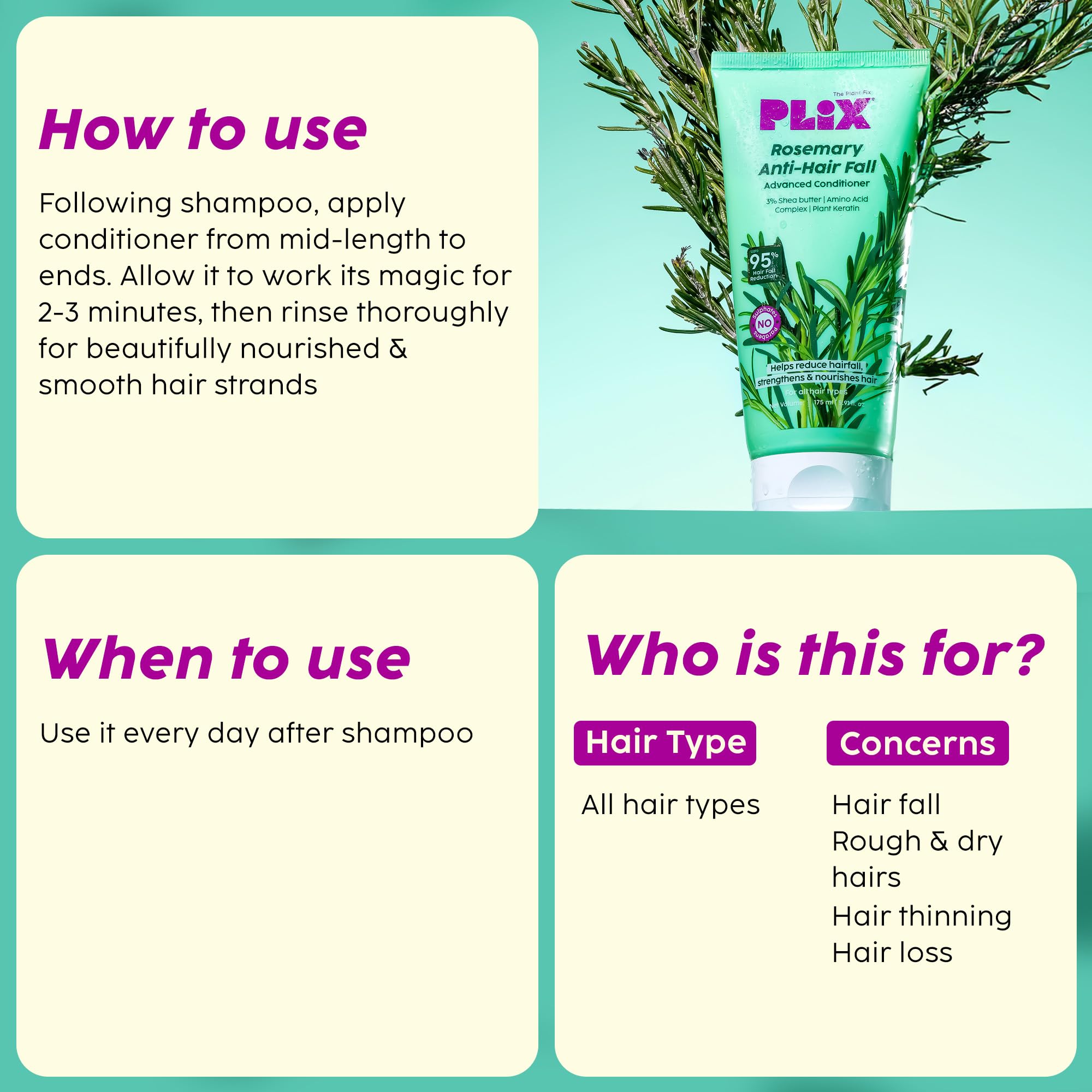 PLIX THE PLANT FIX Rosemary Advanced Anti Hair Fall Conditioner With Rosemary for Reducing Hair Loss Breakage - Image 4