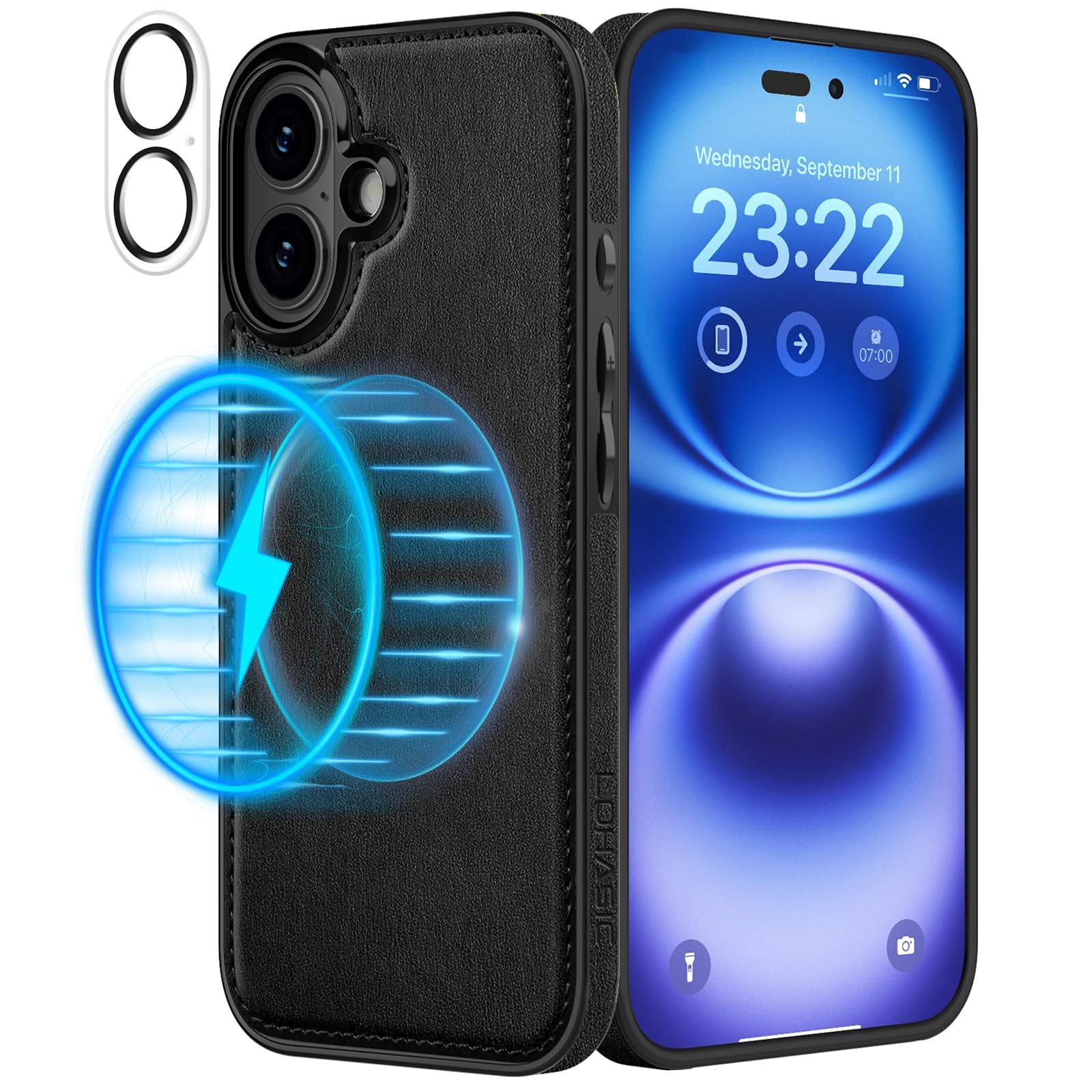 LOHASIC for iPhone 16 Plus Case Magsafe Leather with Camera Lens Cover, Magnetic Soft PU Leather Phone Case for Men & Wome...