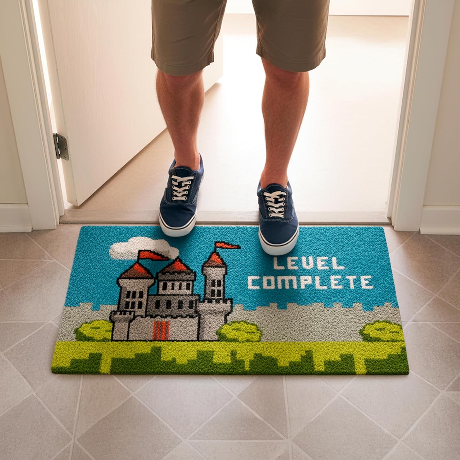 Fisura – Doormat Outdoor Entrance, Outdoor mats for Front Door, Welcome mat. Made of Coconut Fiber with Non-Slip PVC Base, Doormat Hand-Painted, 30x18 in. (Level)