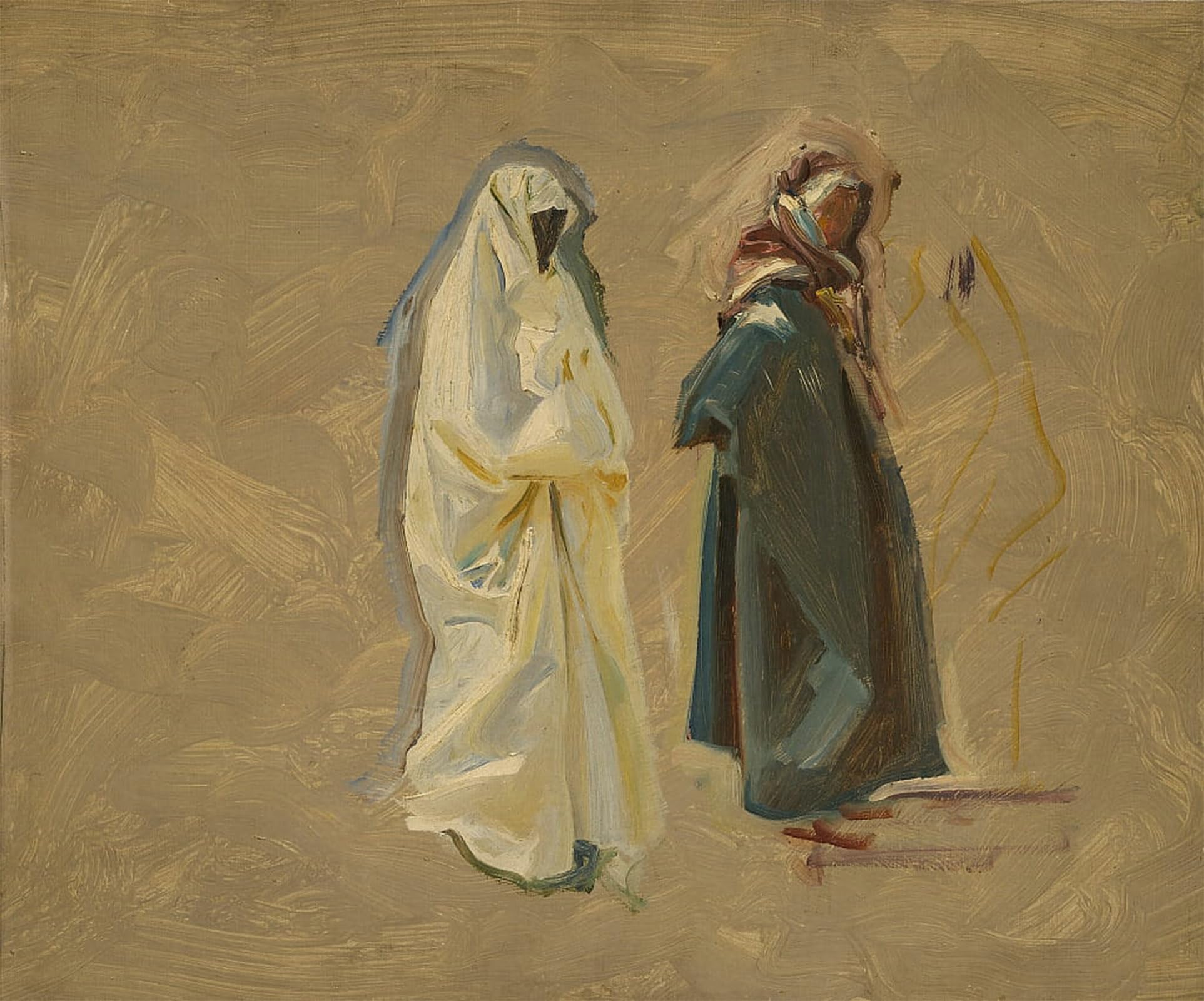 ARTXLXXBN Famous Painting Canvas Artwork Graffiti Print Study of Two Bedouins by John Singer Sargent Portrait Canvas Image for Home Decor 60x90cm
