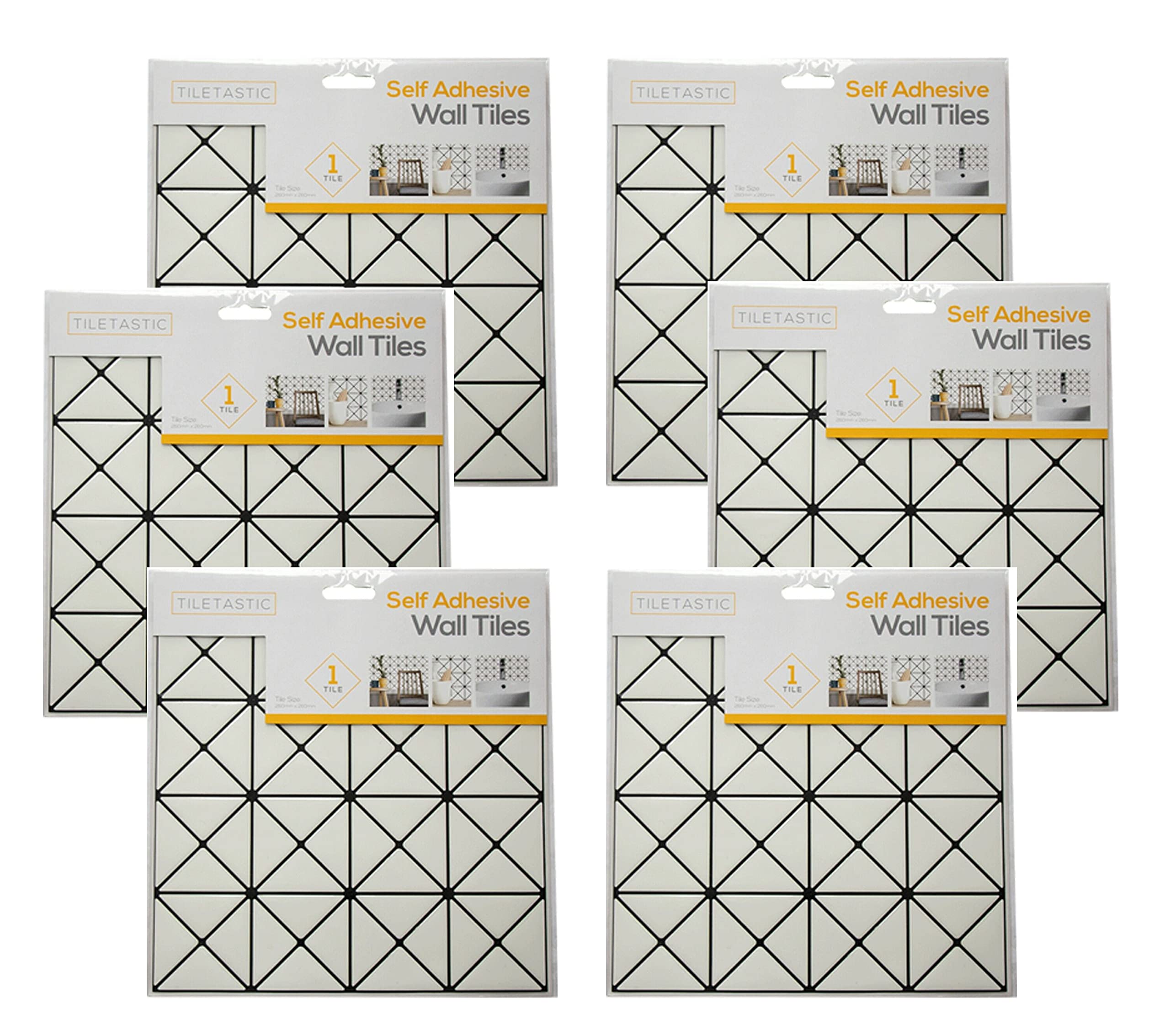 6Pcs Self Adhesive Wall Tiles 26cm PVC Waterproof Peel Stick Floor Stickers | Off White Diamond Tile for Kitchen Bathroom Backsplash | Non-Toxic Heat Resistant Decor