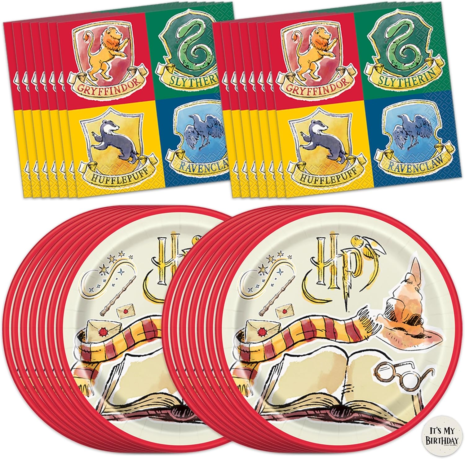 Harry Potter Birthday Decorations | Harry Potter Plates and Napkins Party Decorations | Serves 16 Guests | Officially Licensed