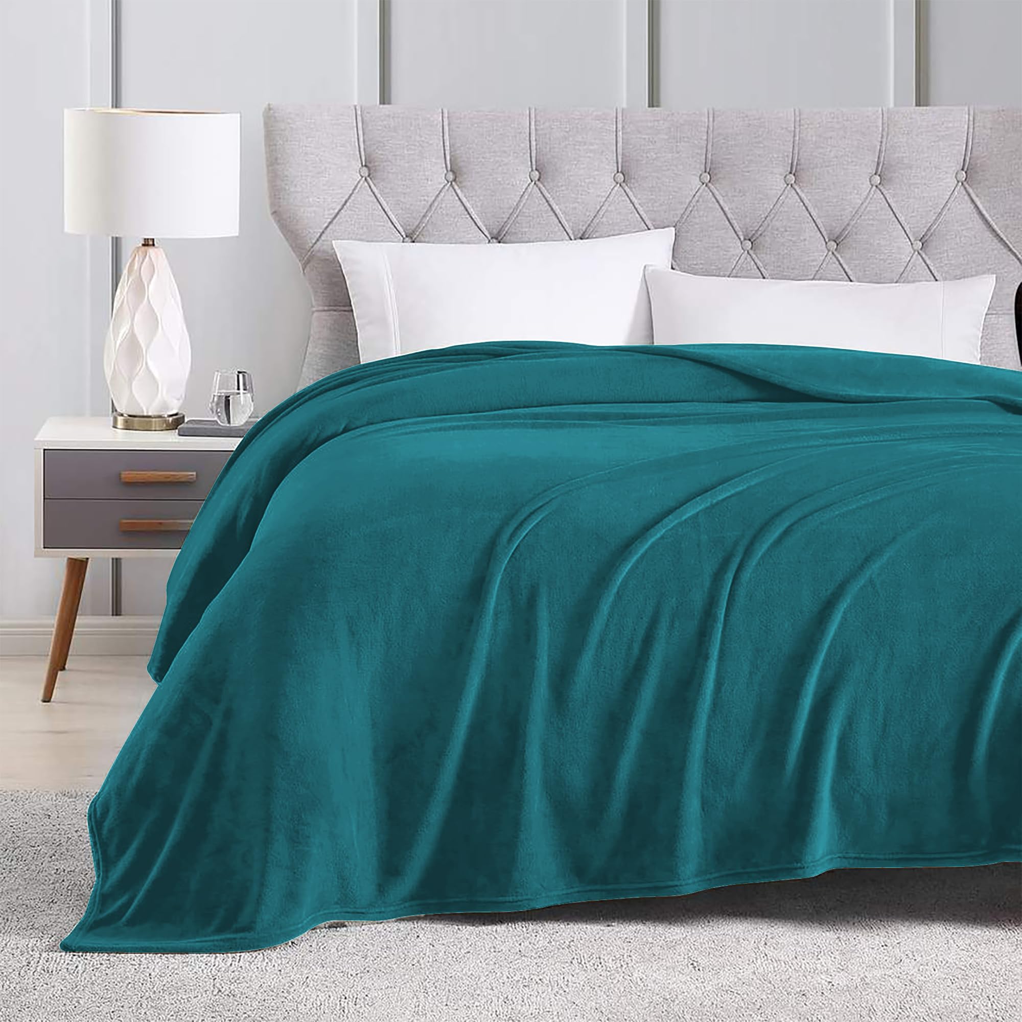 IlGruppone Coperta Plaid Tinta Unita Pile Morbida Calda 210Gr/Mq Flanella di Microfibra Letto Copertina Divano Vellutata Invernale Singolo Matrimoniale - 1 Piazza 140x190Cm - Petrolio