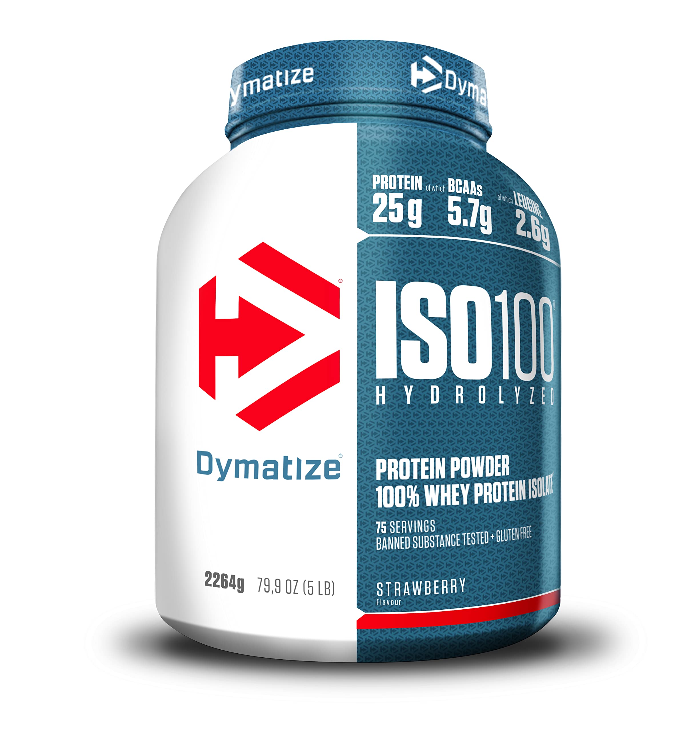 Dymatize ISO 100 Hydrolyzed Strawberry 2264g - Proteine del siero di latte idrolizzate e isolate in polvere, 75 Portioni