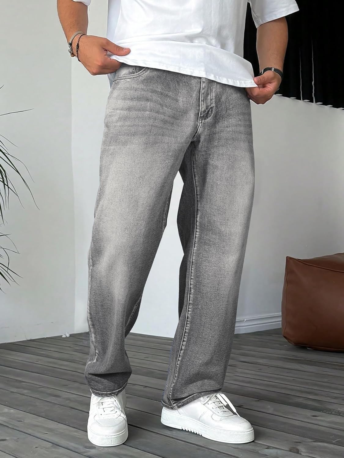 JMIERR Mens Classic Relaxed Fit Jeans Stretch Casual Baggy Denim Pants - Image 2