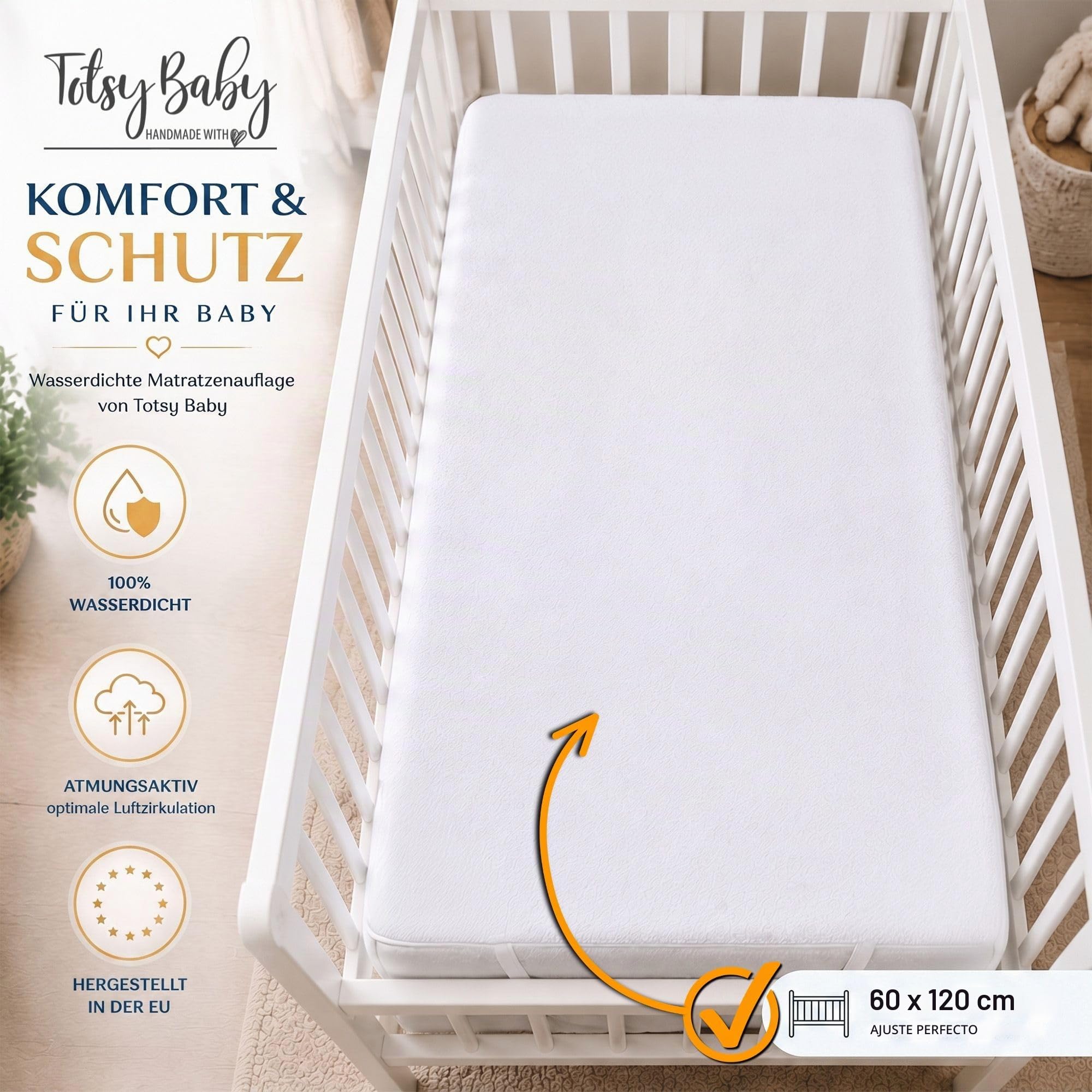Protector de colchón Impermeable Infantil 35x75 cm - Protection de colchon minicuna chichoneras antiacaros o cubrecolchón Lavable por Cuna niños o niñas 35 x 75