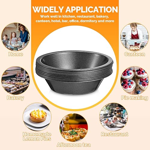 Miniatura 7 de Gandeer 8 piezas de 4 pulgadas mini molde para tartas negras redondas T sartenes para hornear pizza de acero al carbono placa antiadherente pequeño
