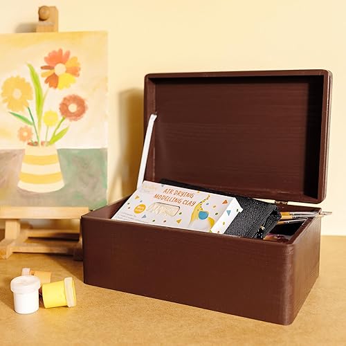 Miniatura 2 de Caja de almacenamiento grande de madera marrón con tapa con bisagras, 11.8 x 7.87 x 5.51 pulgadas (+-0.5), caja de regalo, almacenamiento de cocina,