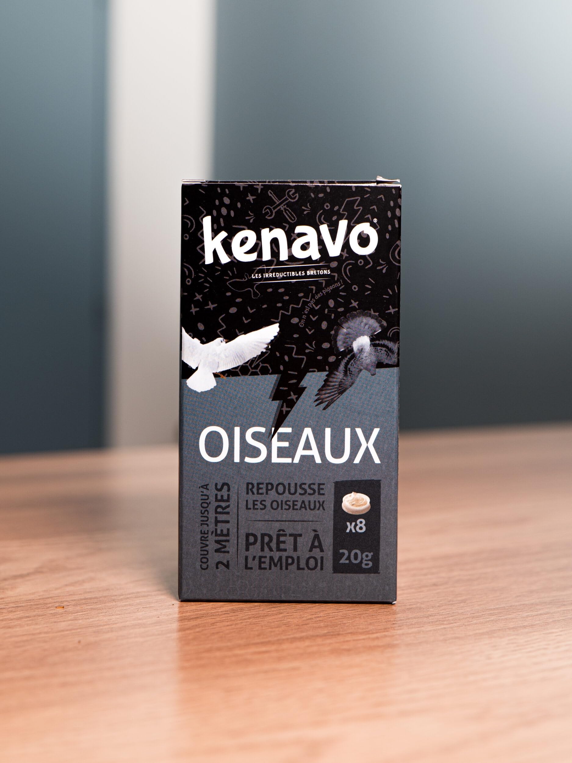Kenavo Répulsif Oiseaux Gel en coupelles x8 préremplies Système dissuasif prêt à l’Emploi pour Pigeons et mouettes | Repousse sans dommage | Usage extérieur (rebords, balcons, toitures)