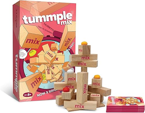 Mix - Juego de torre apilable de bloques de madera - Divertido juego de fiesta y juego de mesa familiar para niños, adolescentes y adultos - Juego