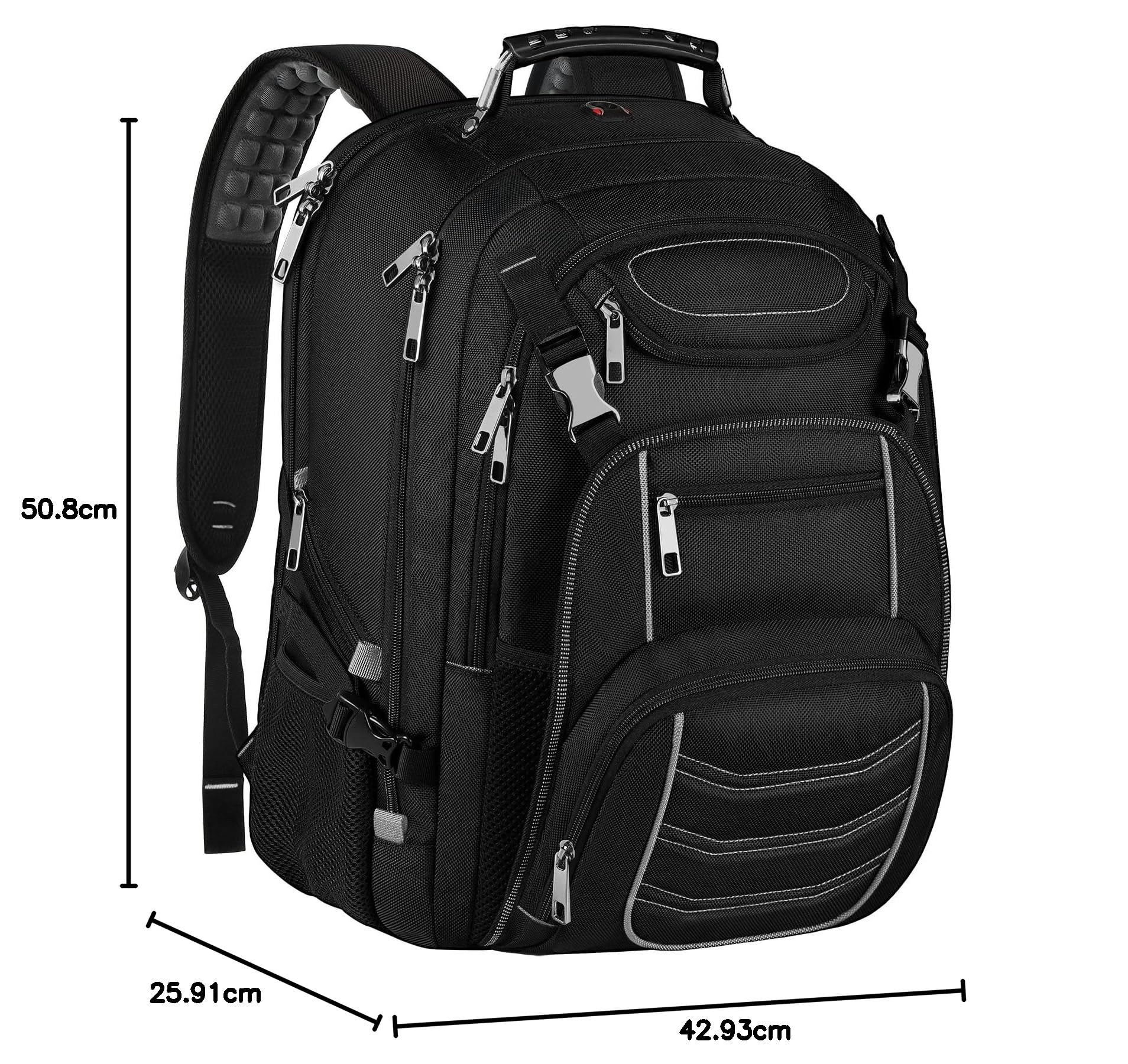 Zaino per computer portatile da 18,4 pollici, zaino da viaggio extra grande grande capacità borsa per computer resistente durevole scuola universitaria Bookbag, Rfid 18.4 Inch Grigio