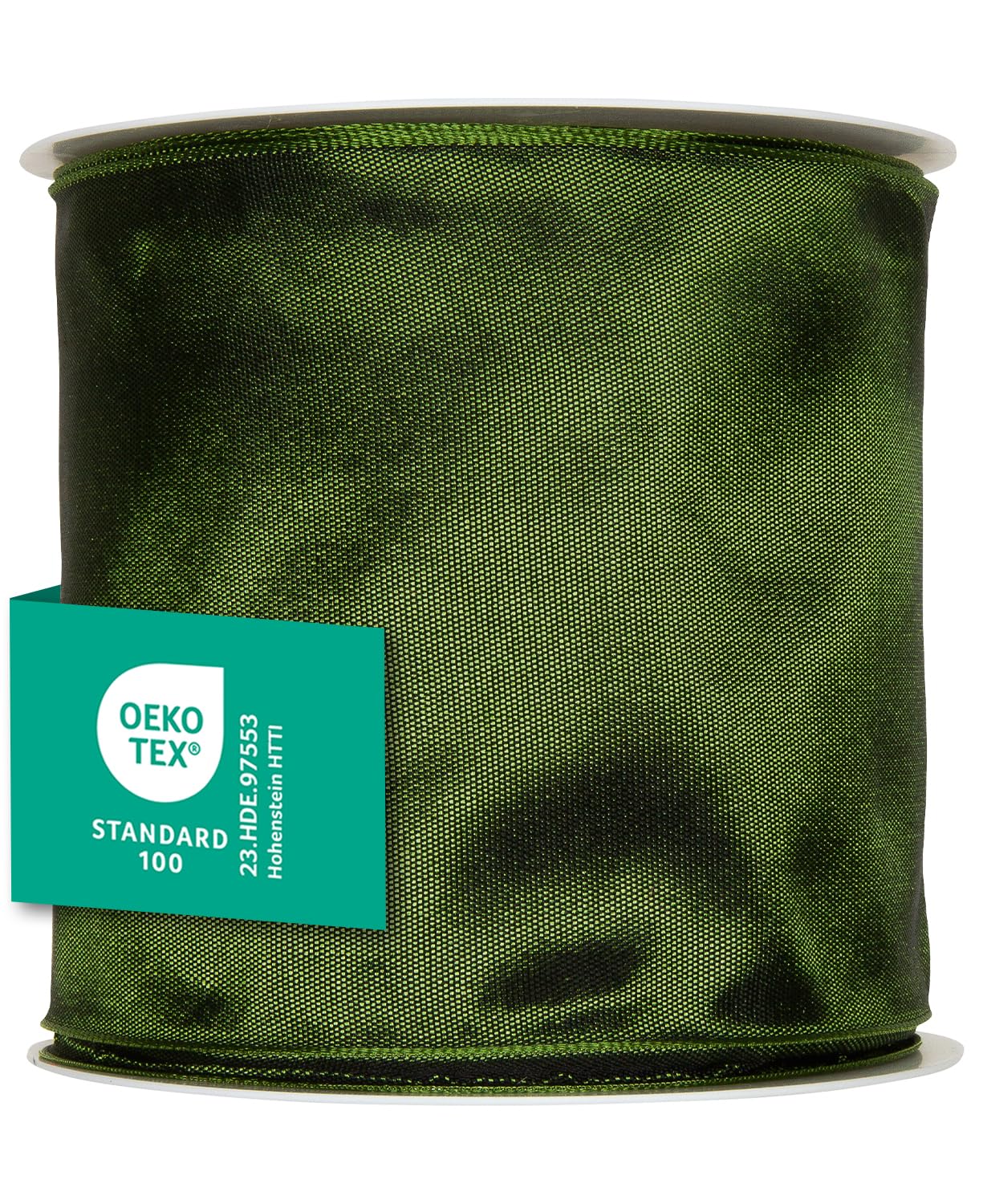 Halbach Seidenbänder Premium Geschenkband mit Drahtkante | Breite 100mm Länge 25m | Öko-Tex 100 zertifiziertes Schleifenband | Taftband Made in Germany, Farbe: dunkelgrün