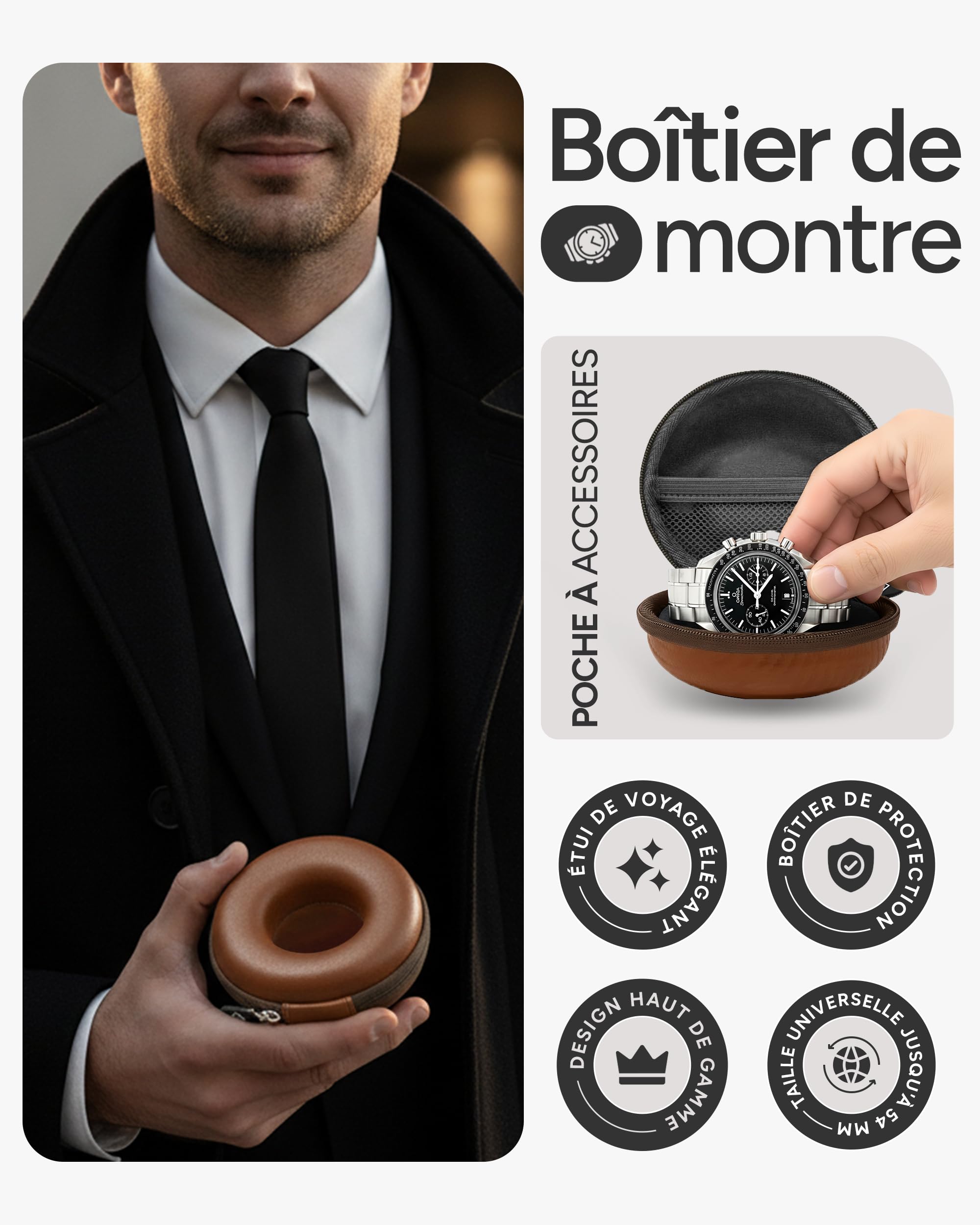Étui De Voyage Montres - Boîte Rangement Rembourrée Étanche Anti-Chute Pour Montres Et Smartwatches