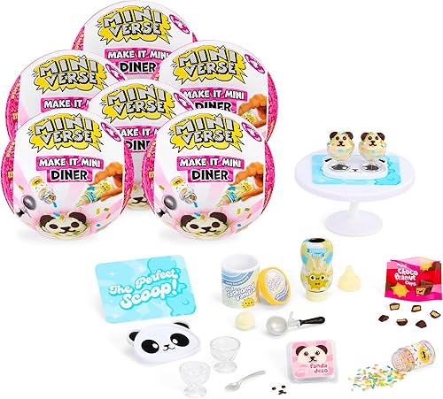 MGA's Miniverse Make It Mini Diner Serie 4 (paquete de 6), Minicoleccionables - Embalaje sorpresa misterioso, Hazlo tú mismo, Resina para jugar,