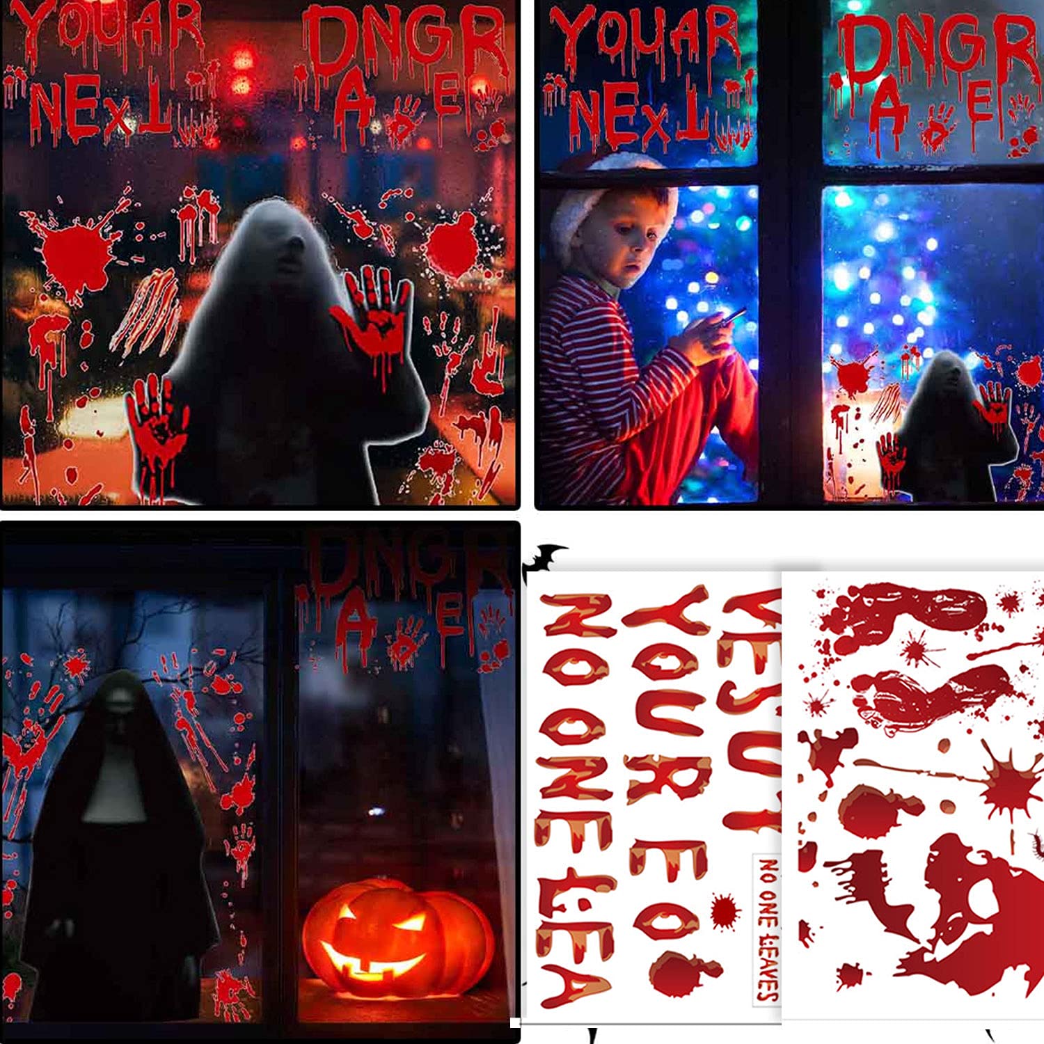 8 Pegatinas Decorativas Para Ventanas De Halloween, Pegatinas De Pared, Huellas Sangrientas, Pegatinas De Suelo, Huellas De Manos De Terror, Pegatinas De PVC De Terror Para El Hogar, Suministros De Decoración Para