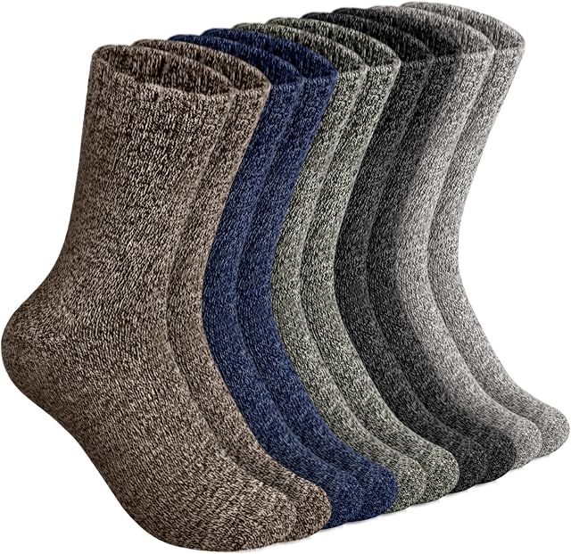 SIHOHAN Mens Wool Socks, 5 Pairs Warm Crew Socks, Thick Boot Mens Socks for Winter Walking Hiking, UK 6-11