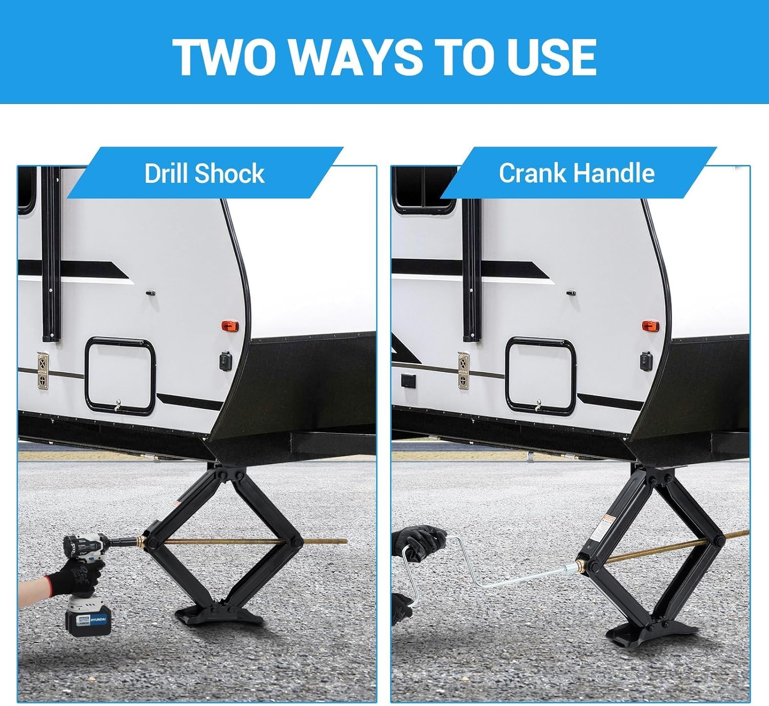 7500 LBS Heavy Duty RV Stabilizer Jacks, 24" Adjustable Camper Trailer Scissor Jacks with Crank Handle, 4"-24" Lift Height, Powder-Coated Steel for Travel Trailer, RV, Camper