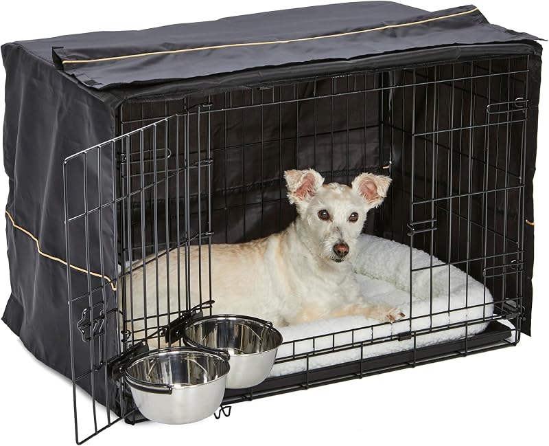 Caixa de Transporte para Cães iCrate com 2 Portas, Cama, Cobertura e Tigelas MidWest Homes for Pets 76,2 cm