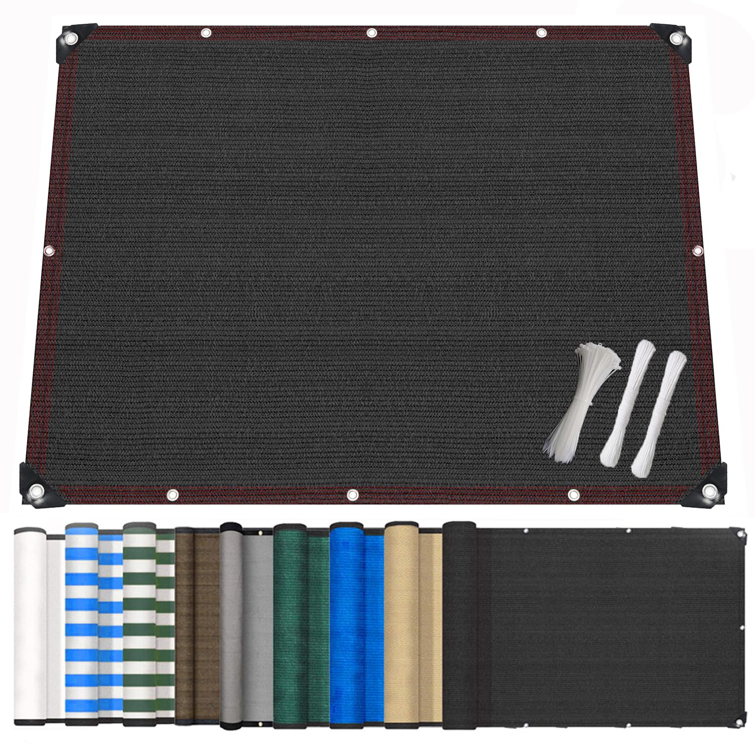 WeiHuangC Balcony Privacy Screen, 95% UV Block Windproof Sun Shade Netting with Cable Ties & Rope, Tear-Resistant Outdoor Privacy Fence Cover for Patio, Deck, Backyard, Garden & Pool Black 4x7.5m